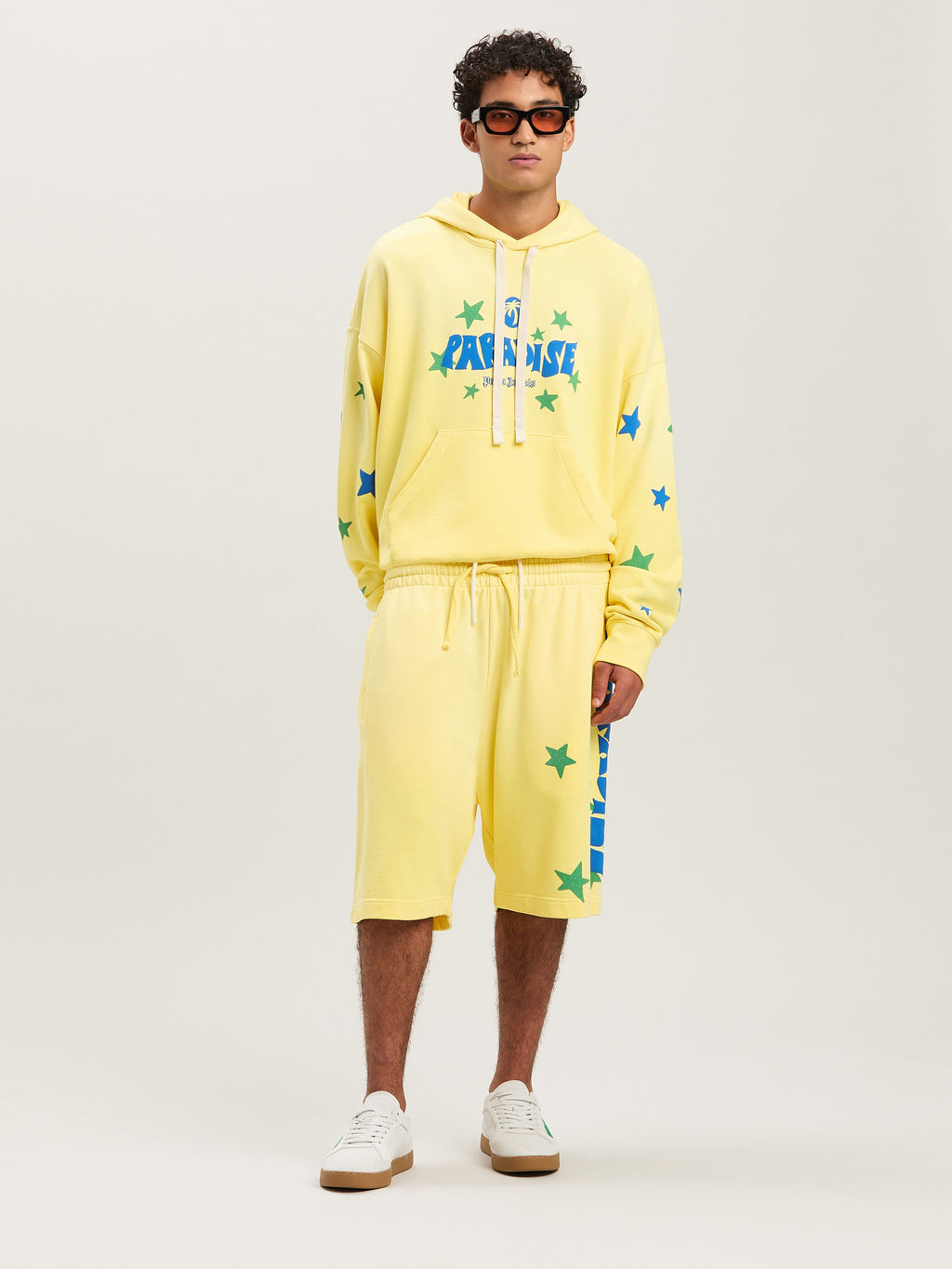 PALM ANGELS  PARADISE PALM HOODY YELLOW - BLUE PMBB058S25FLE001