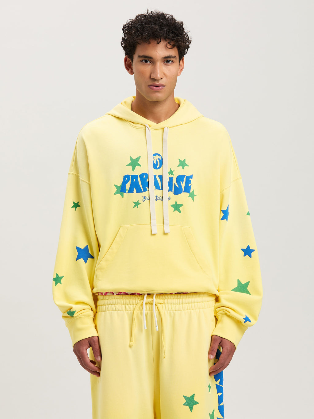 PALM ANGELS  PARADISE PALM HOODY YELLOW - BLUE PMBB058S25FLE001