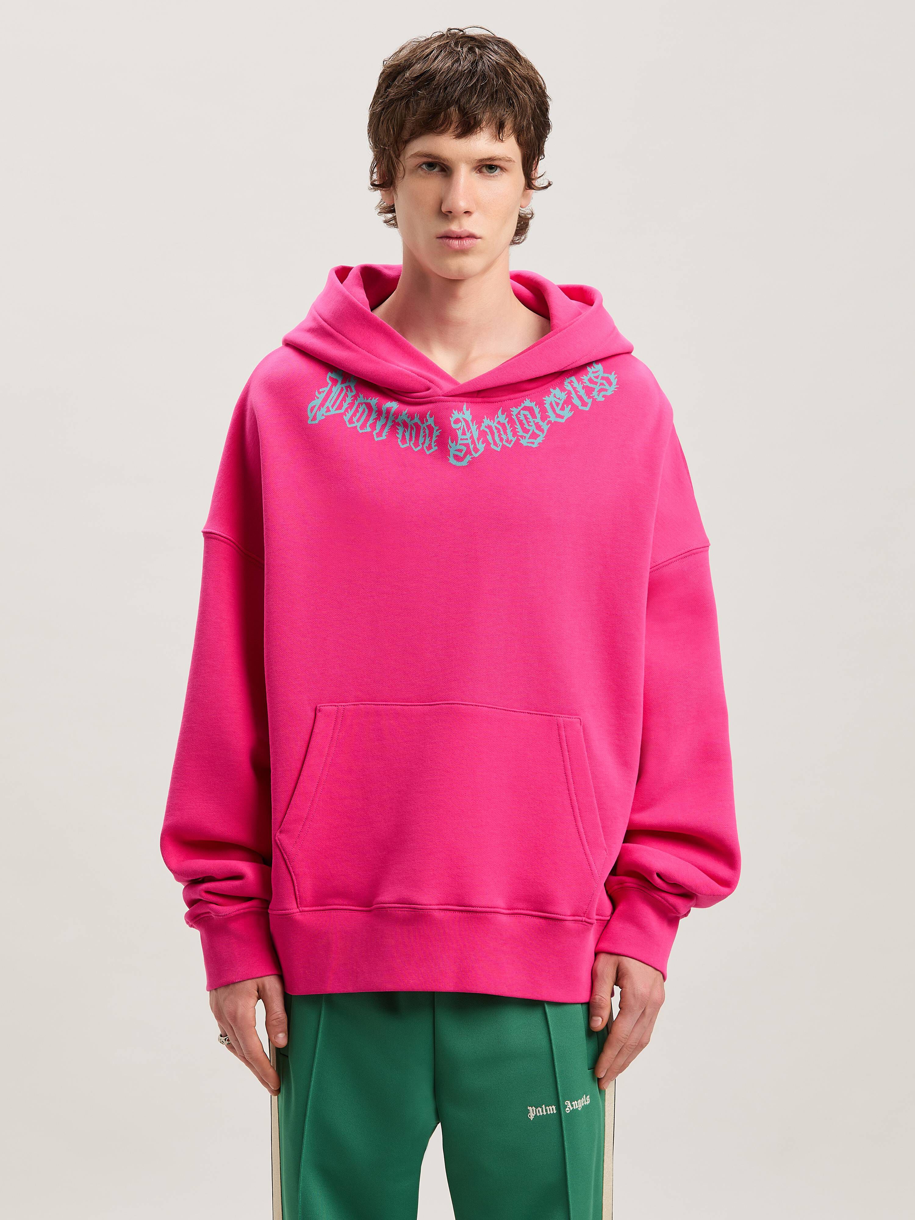 PALM ANGELS  NECK LOGO HOODY FUCHSIA - LIGHT BLUE PMBB058S25FLE002