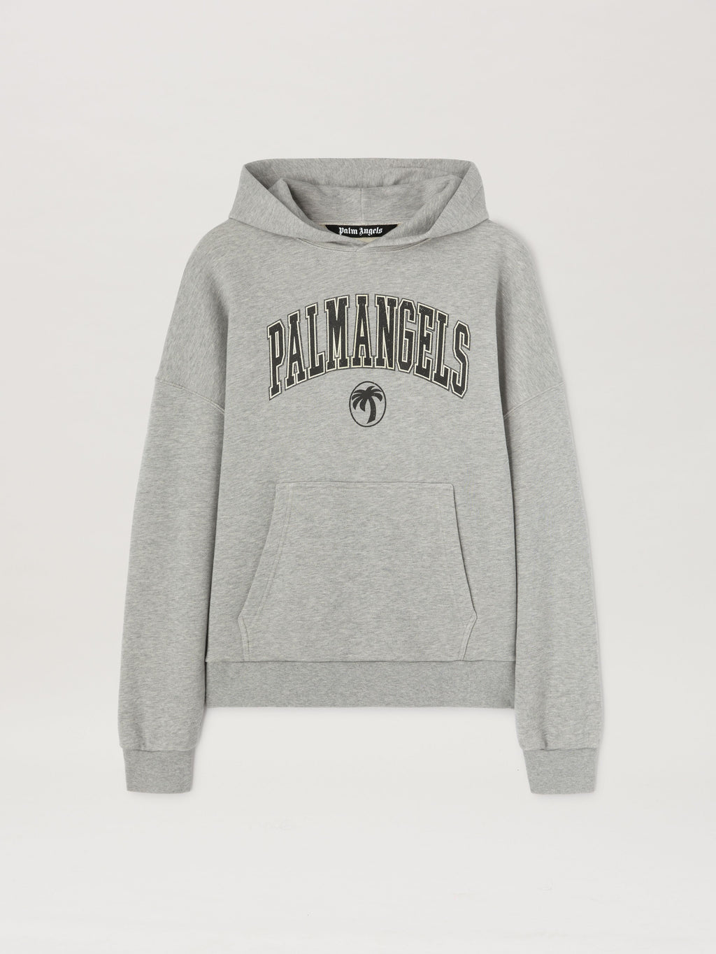 PALM ANGELS  COLLEGE PALM HOODY GREY MELANGE - BLACK PMBB155S25FLE001
