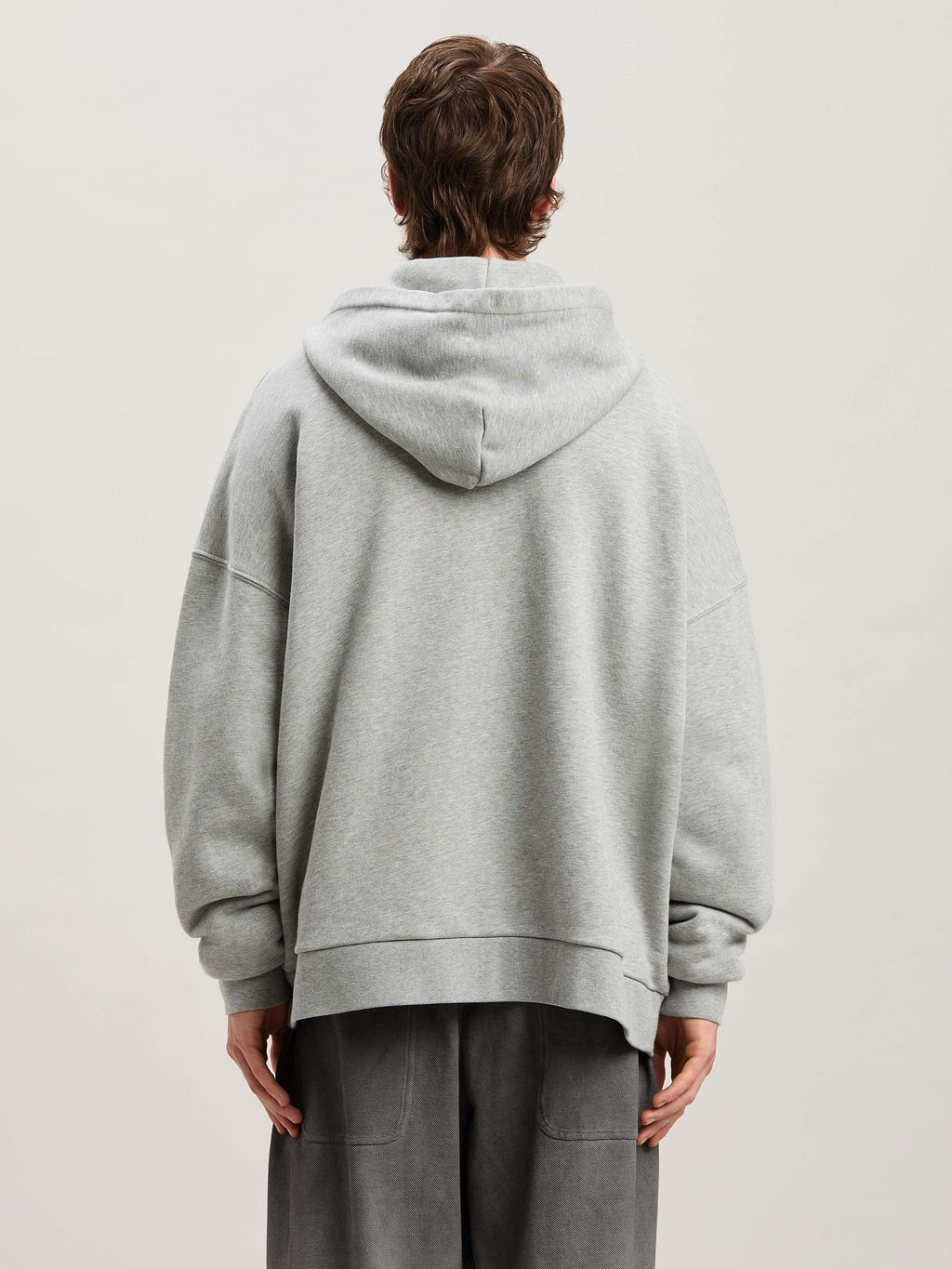 PALM ANGELS  COLLEGE PALM HOODY GREY MELANGE - BLACK PMBB155S25FLE001
