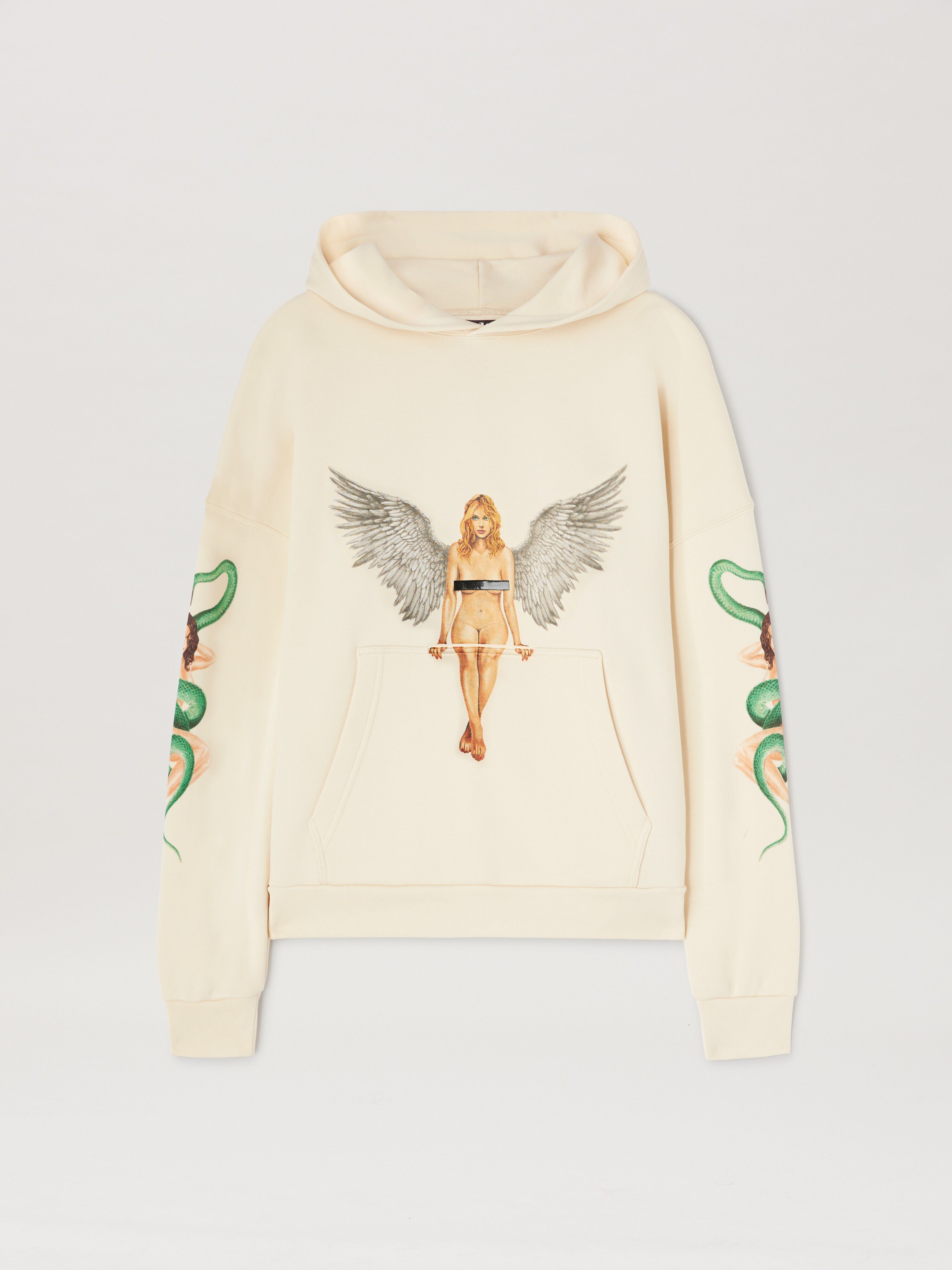 PALM ANGELS  PIN UP HOODY IVORY - BLACK PMBB155S25FLE002