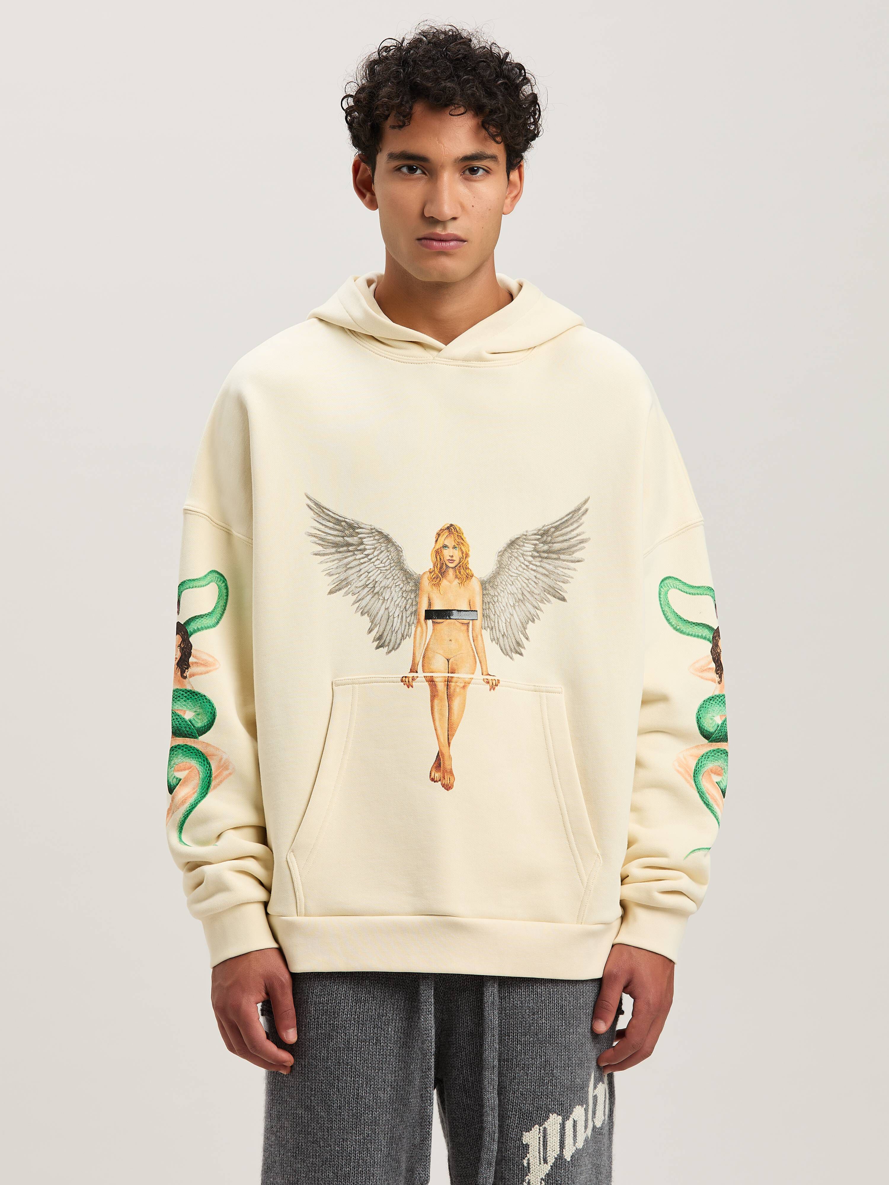 PALM ANGELS  PIN UP HOODY IVORY - BLACK PMBB155S25FLE002