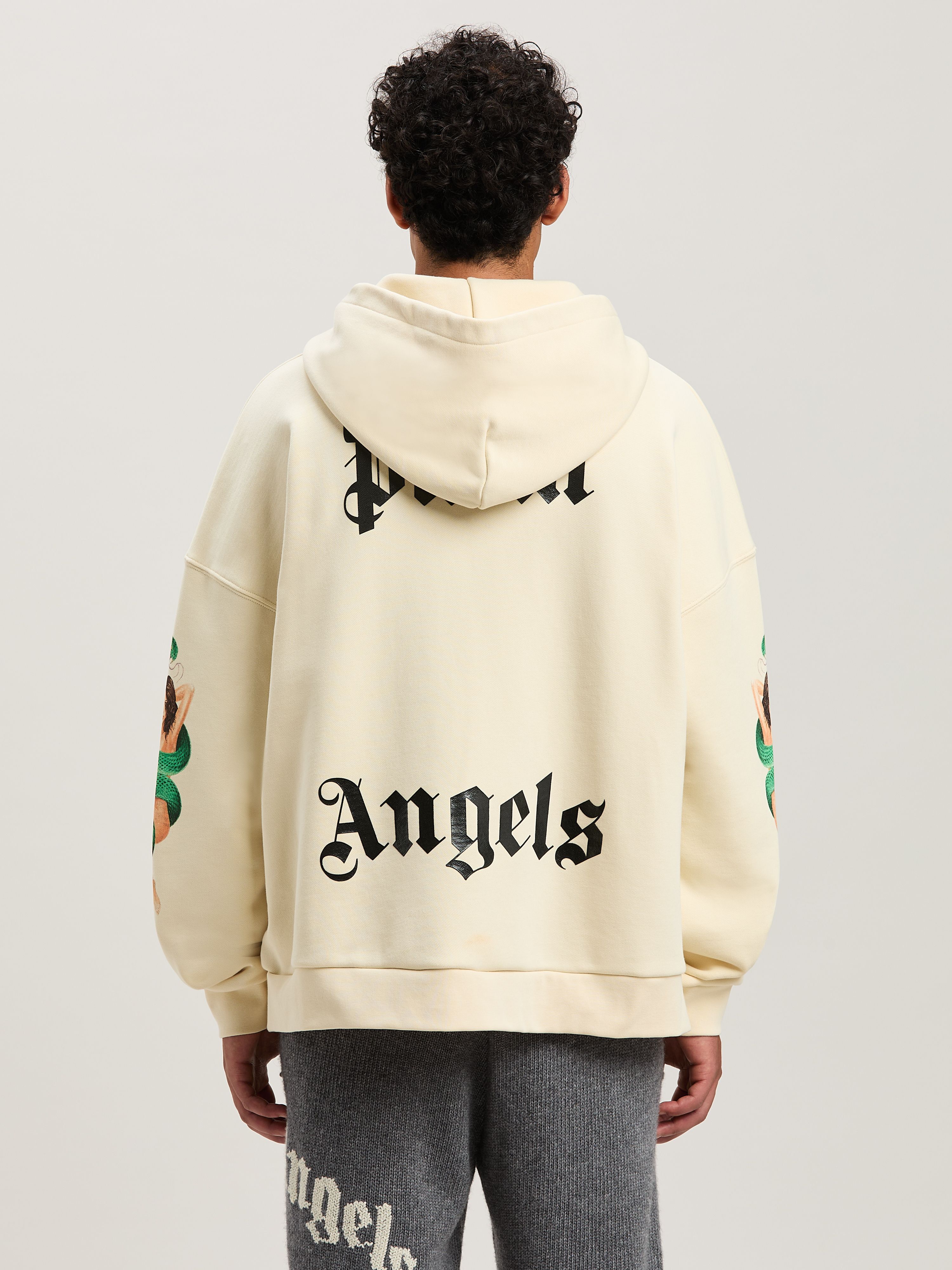 PALM ANGELS  PIN UP HOODY IVORY - BLACK PMBB155S25FLE002