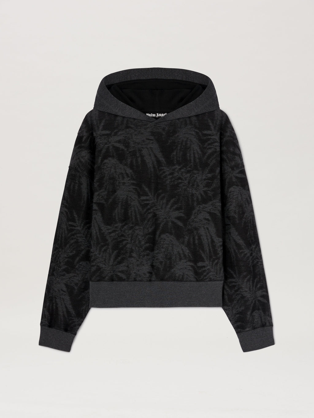 PALM ANGELS  PALMS CURVED LOGO HOODY BLACK - GREY PMBB169S25FAB001