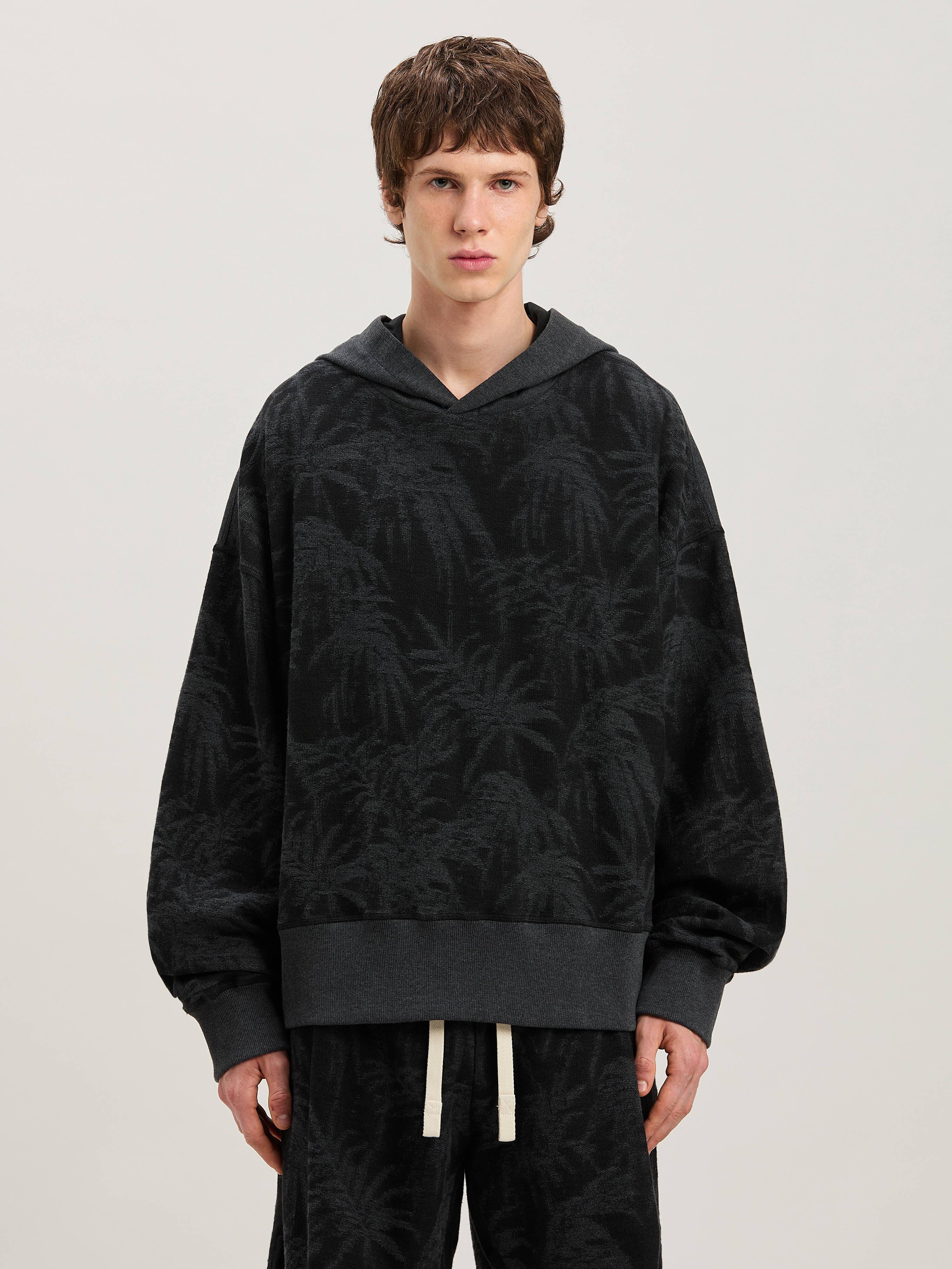 PALM ANGELS  PALMS CURVED LOGO HOODY BLACK - GREY PMBB169S25FAB001