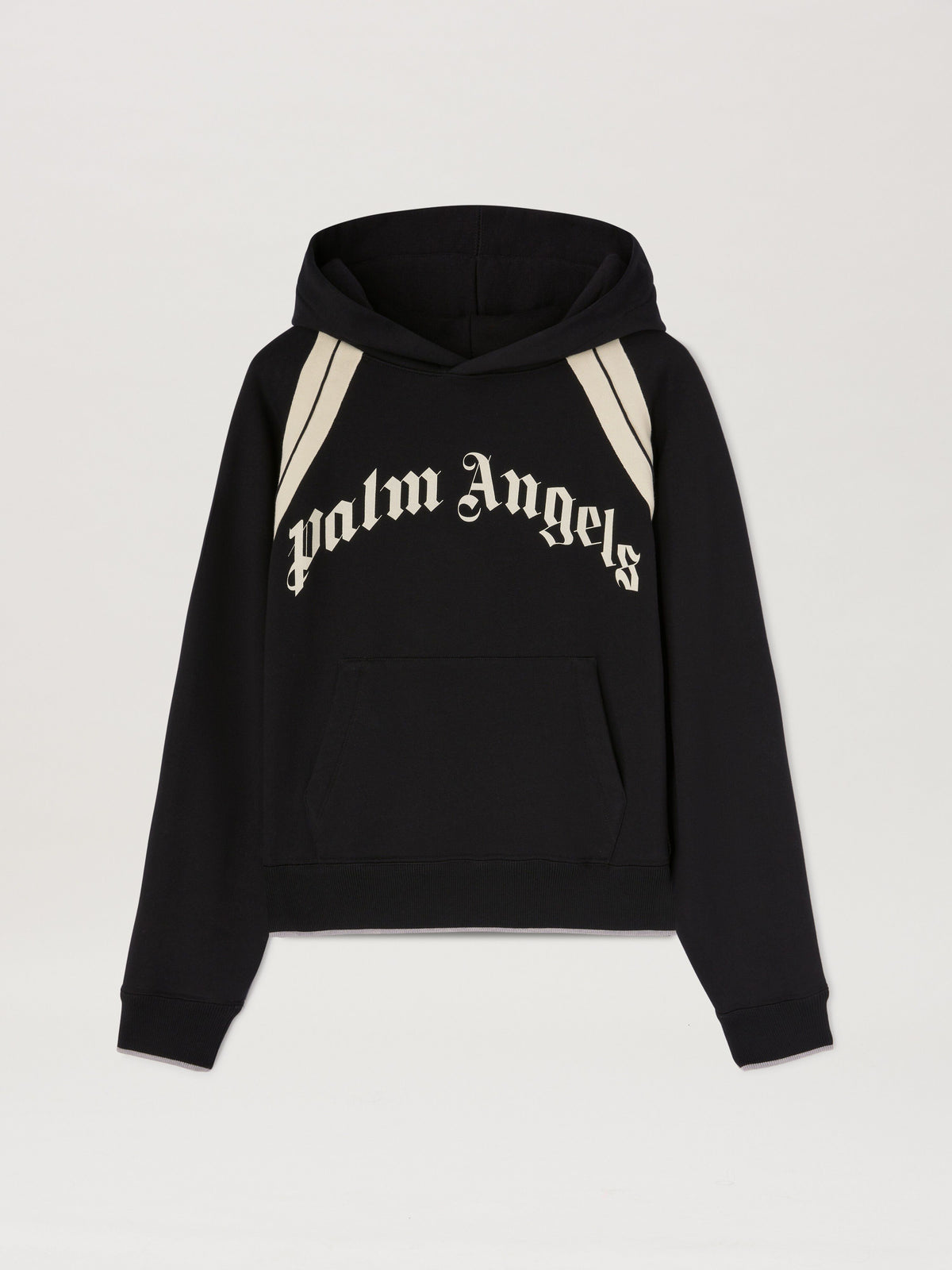 PALM ANGELS  CURVED LOGO TRACK HOODY BLACK - IVORY PMBB171S25FLE001
