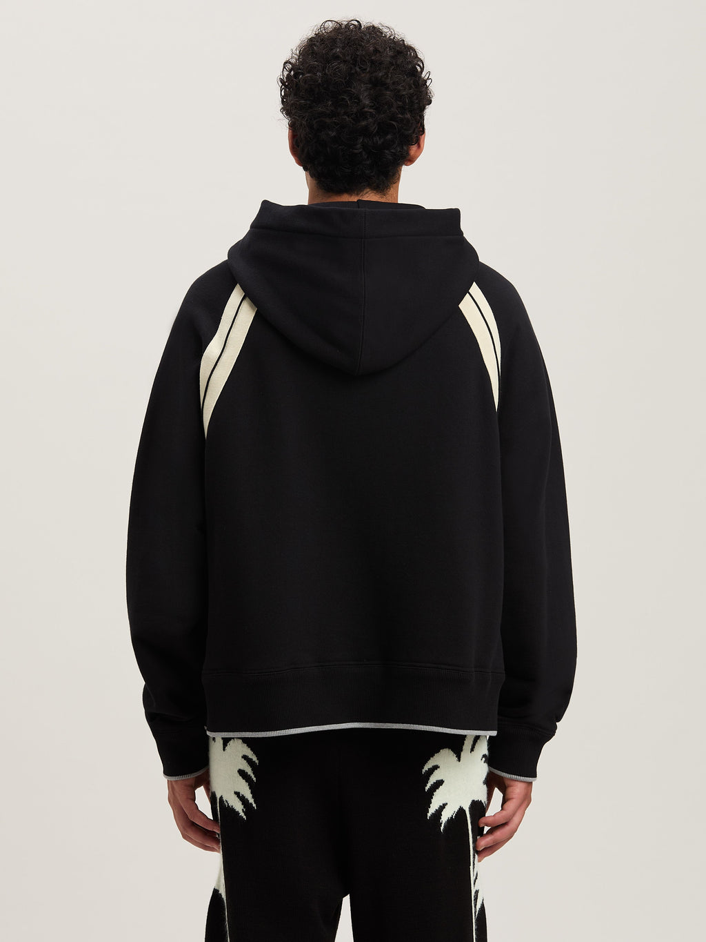 PALM ANGELS  CURVED LOGO TRACK HOODY BLACK - IVORY PMBB171S25FLE001
