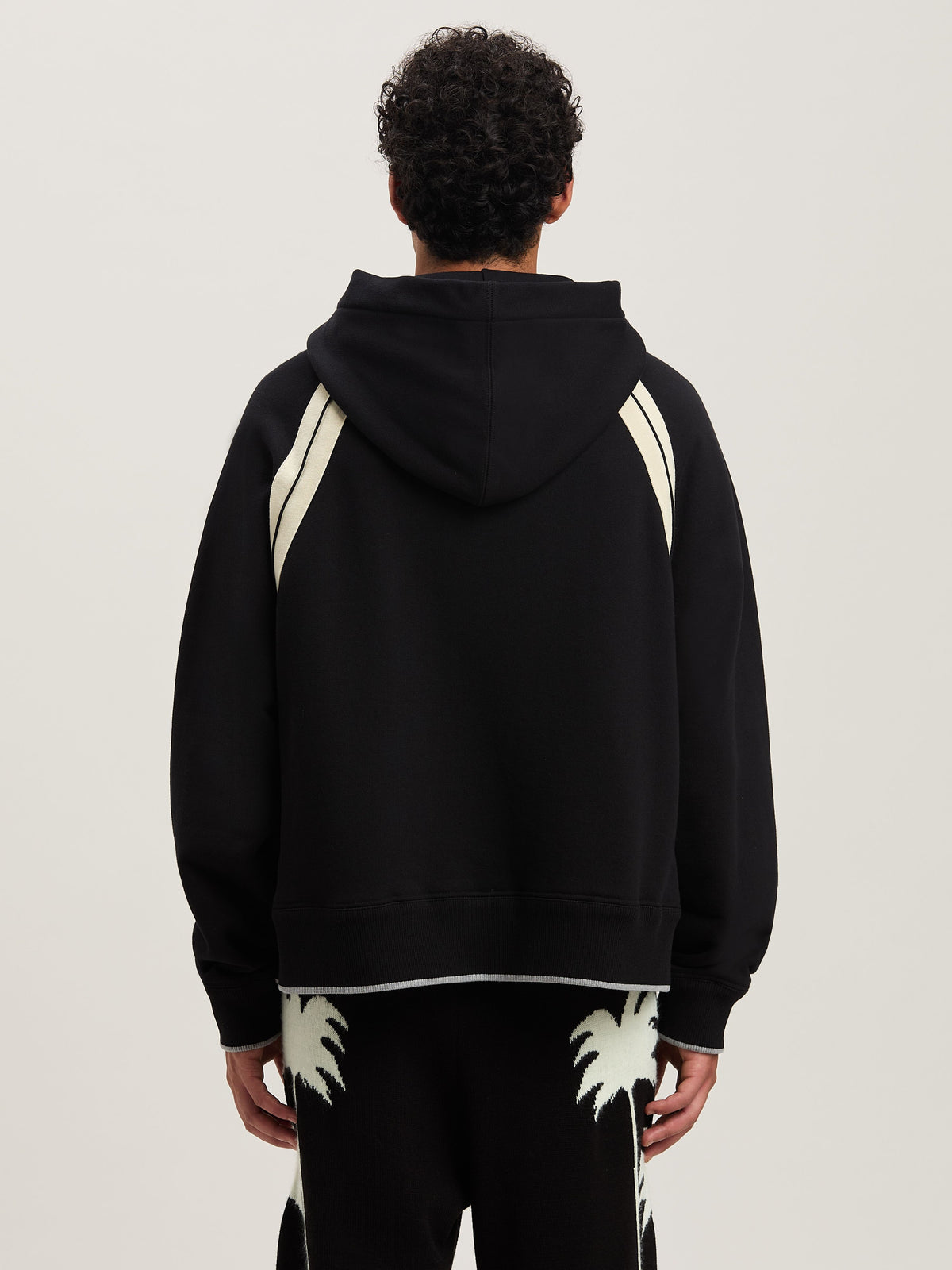PALM ANGELS  CURVED LOGO TRACK HOODY BLACK - IVORY PMBB171S25FLE001