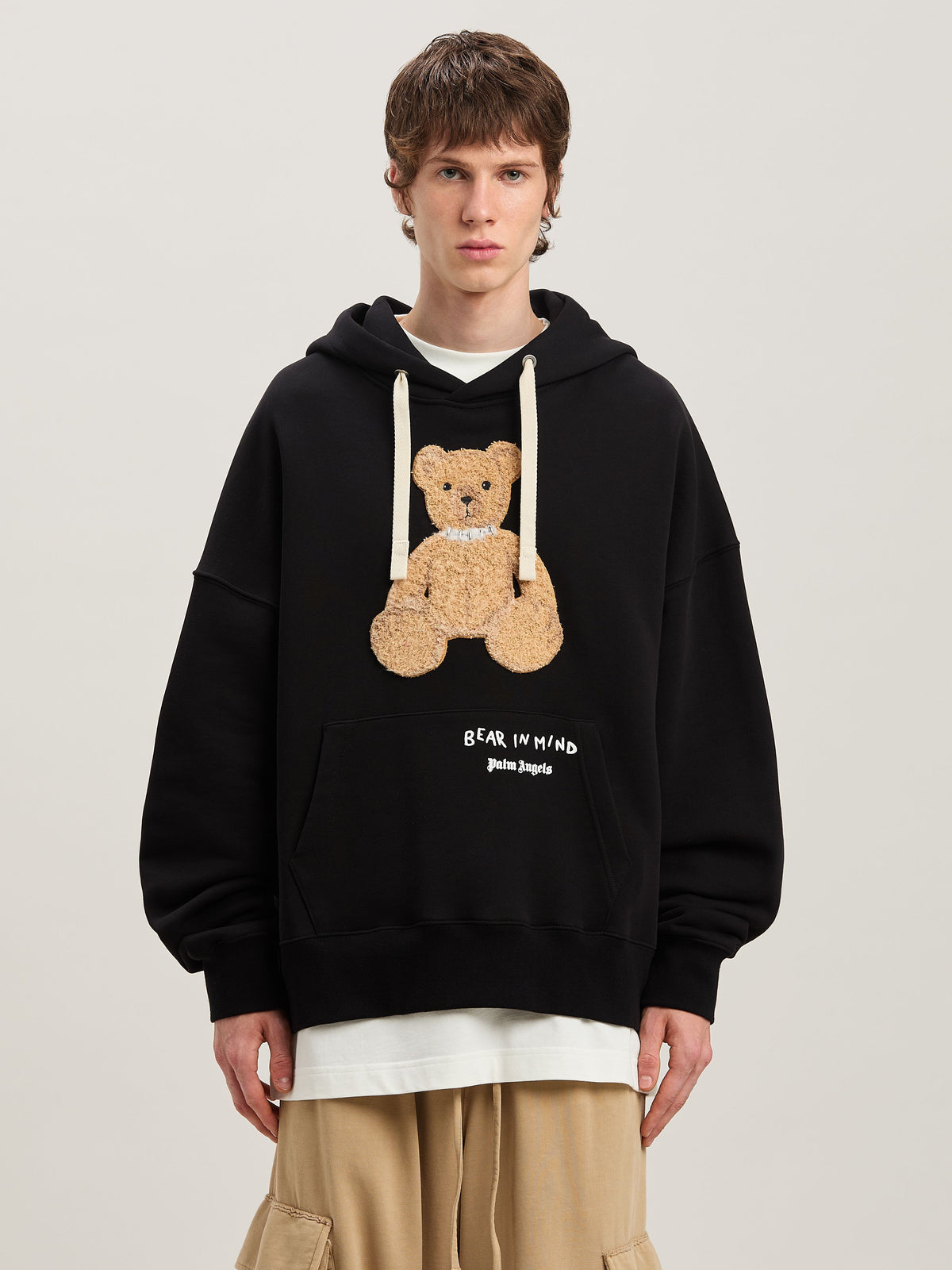 PALM ANGELS  BEAR IN MIND HOODY BLACK - BROWN PMBB172S25FLE001