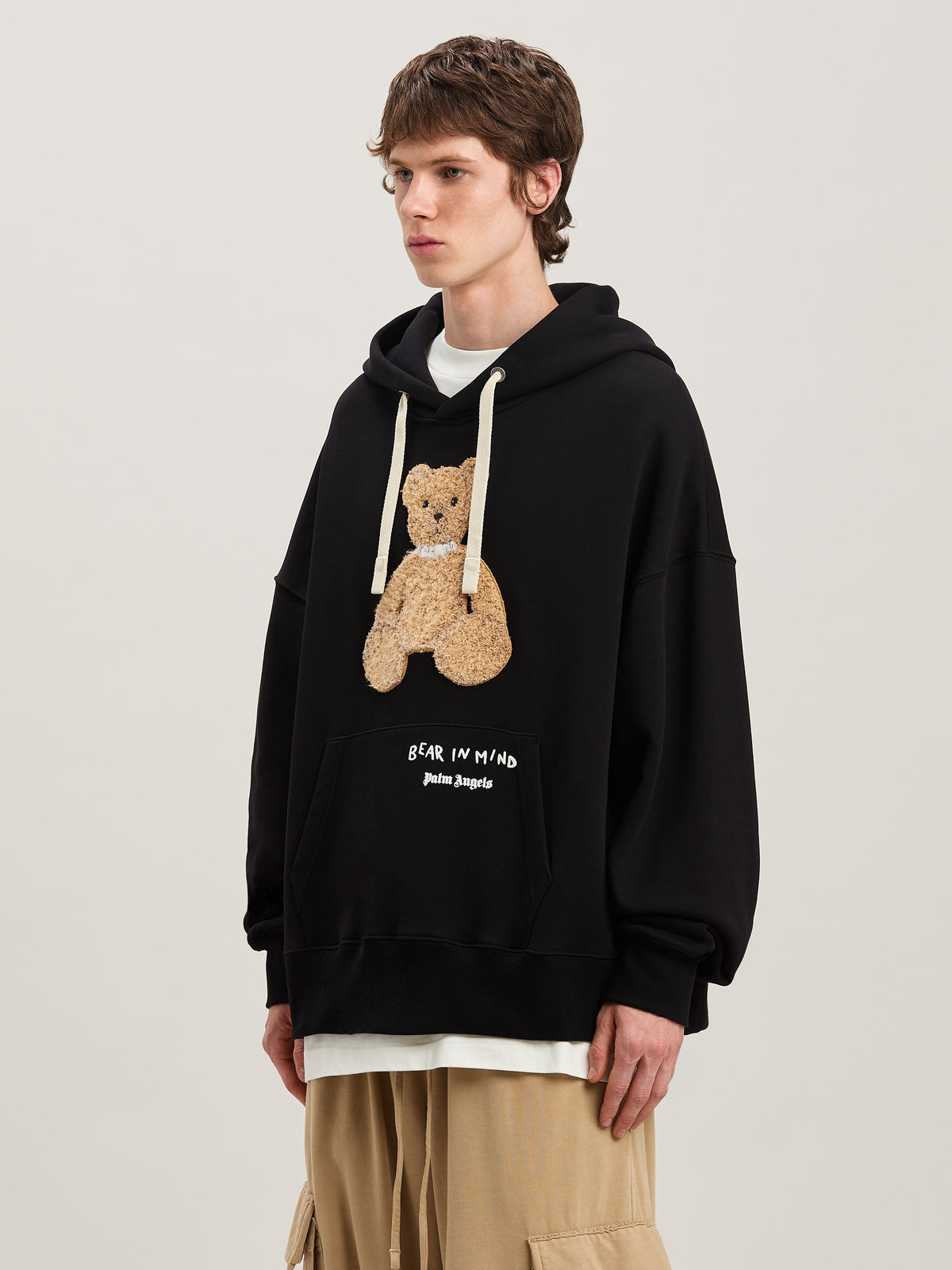 PALM ANGELS  BEAR IN MIND HOODY BLACK - BROWN PMBB172S25FLE001