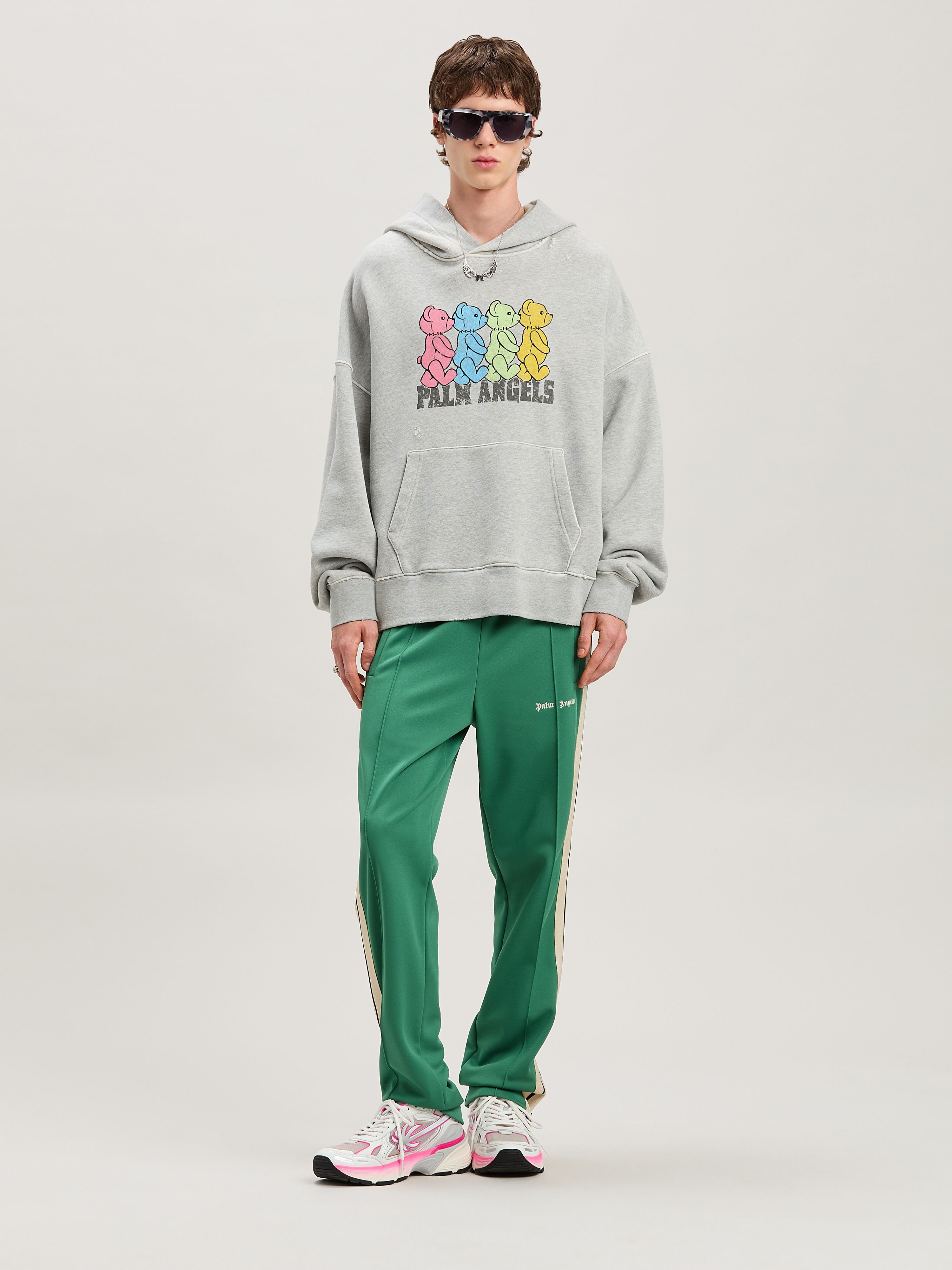PALM ANGELS  CROSSROADS BEARS HOODY GREY MELANGE - MU GREY MELANGE - MULTICOLOR PMBB172S25FLE002