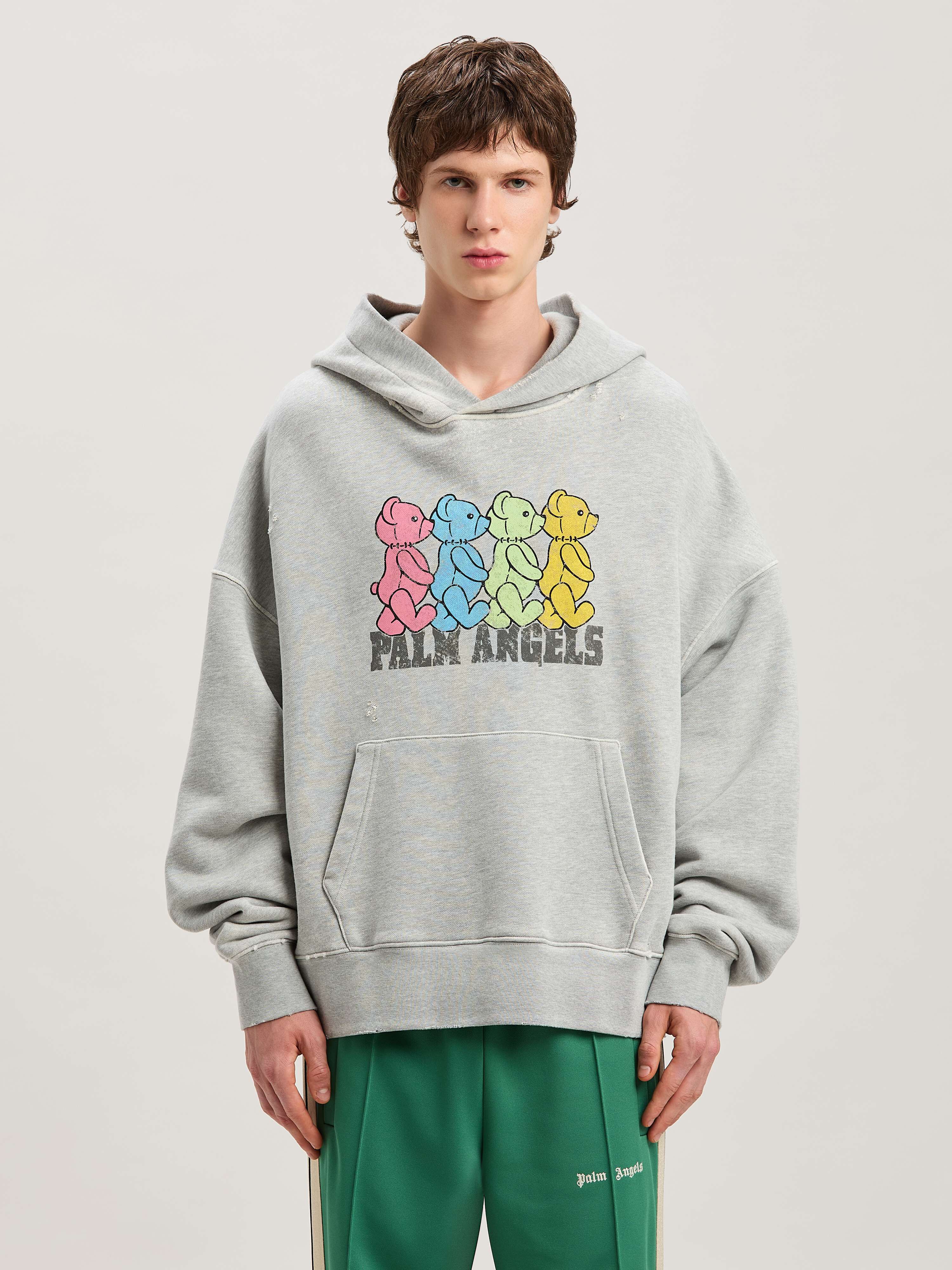 PALM ANGELS  CROSSROADS BEARS HOODY GREY MELANGE - MU GREY MELANGE - MULTICOLOR PMBB172S25FLE002