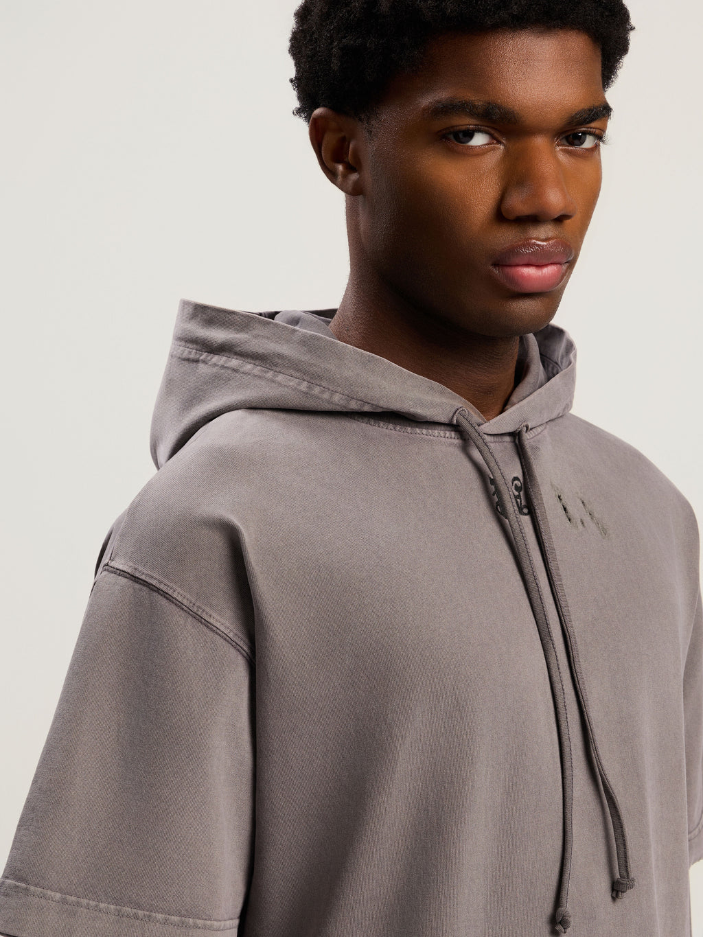 PALM ANGELS Monogram Distressed Hoodie MEDIUM GREY - BLACK PMBB178F25FLE001