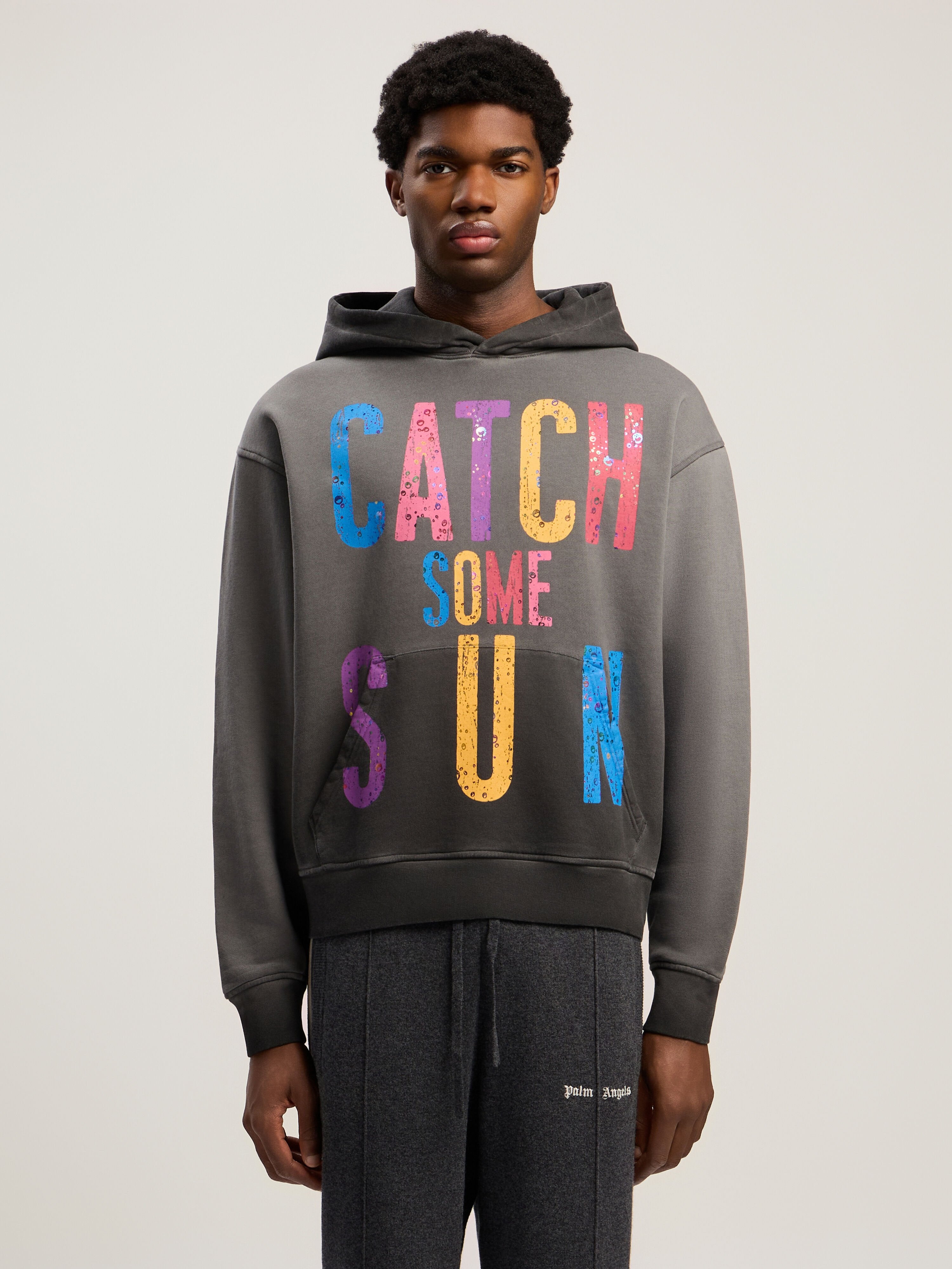 PALM ANGELS Catch Some Sun Hoodie BLACK - MULTICOLOR PMBB17DF25FLE001