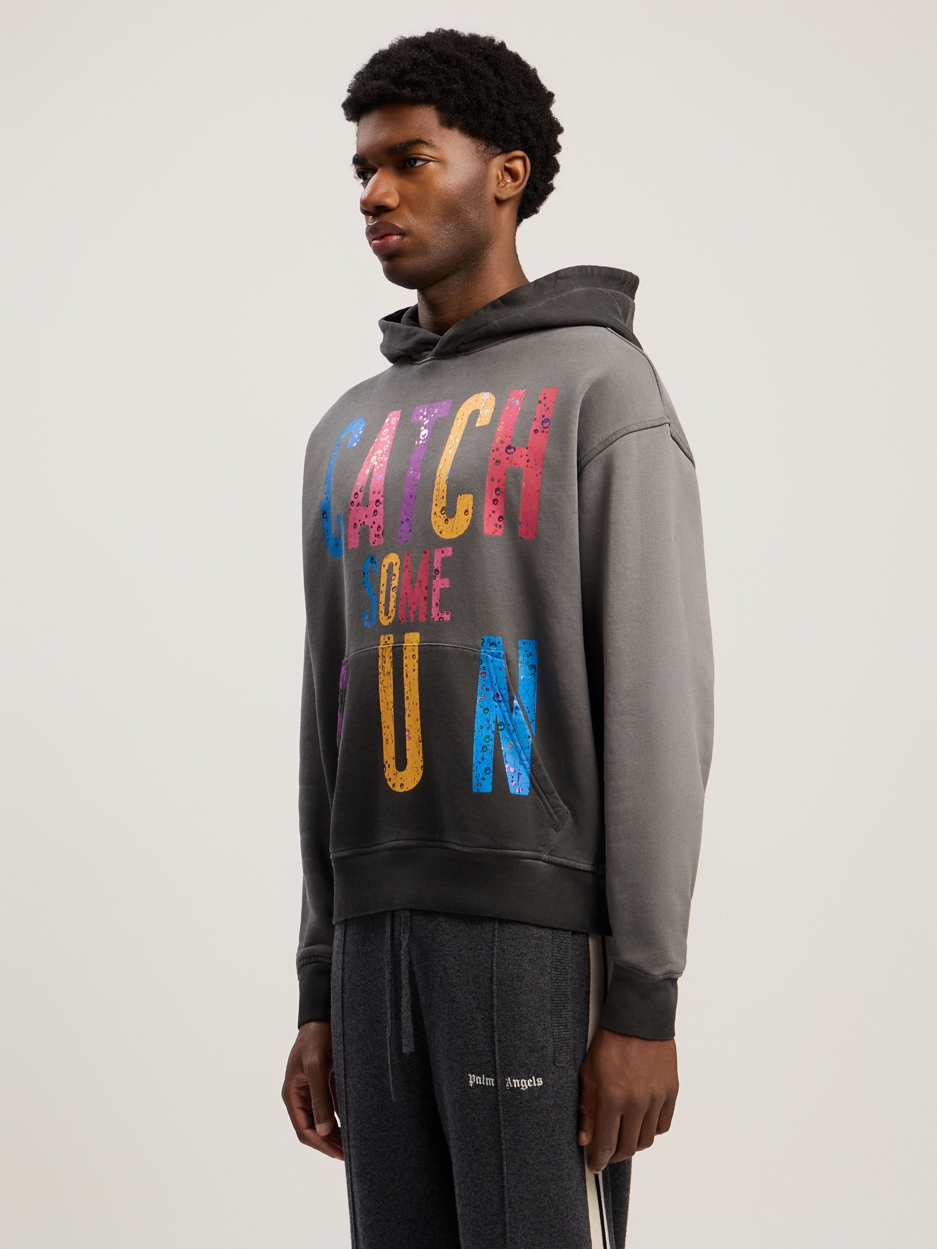 PALM ANGELS Catch Some Sun Hoodie BLACK - MULTICOLOR PMBB17DF25FLE001