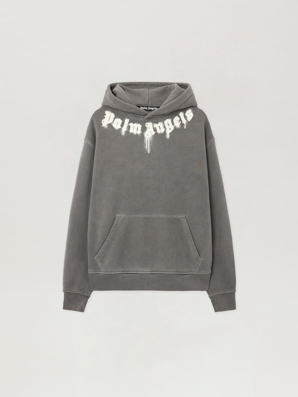 PALM ANGELS Neck Logo Regular Hoodie DARK GREY - OFF WHITE PMBB17DF25FLE003