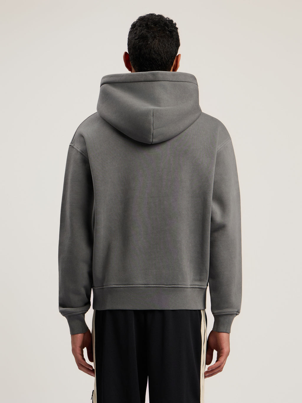 PALM ANGELS Neck Logo Regular Hoodie DARK GREY - OFF WHITE PMBB17DF25FLE003