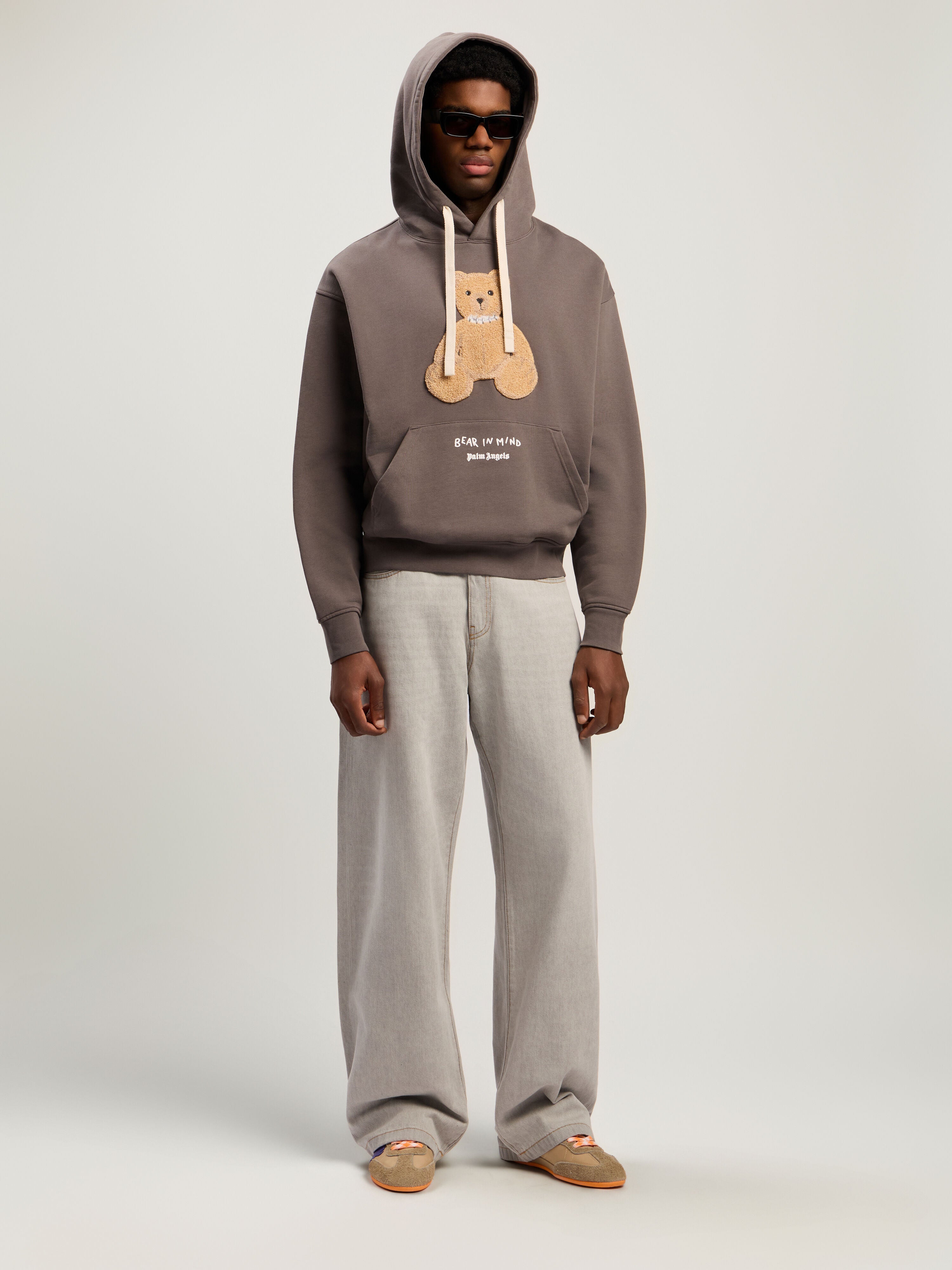 PALM ANGELS Bear In Mind Hoodie DARK GREY - BROWN PMBB17DF25FLE004