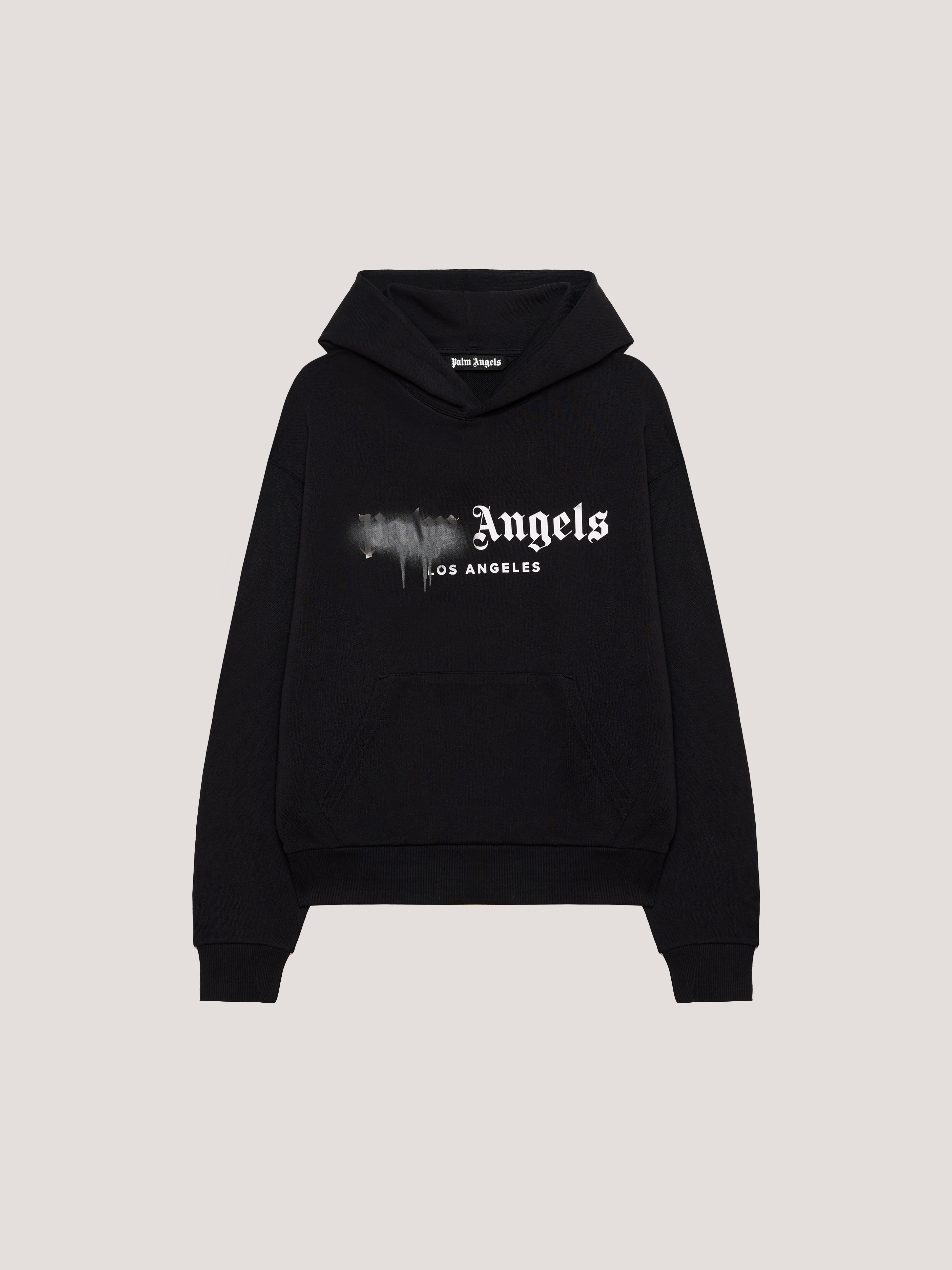 PALM ANGELS Spray City Los Angeles Hoodie Black/Black PMBB17DT26FLE001