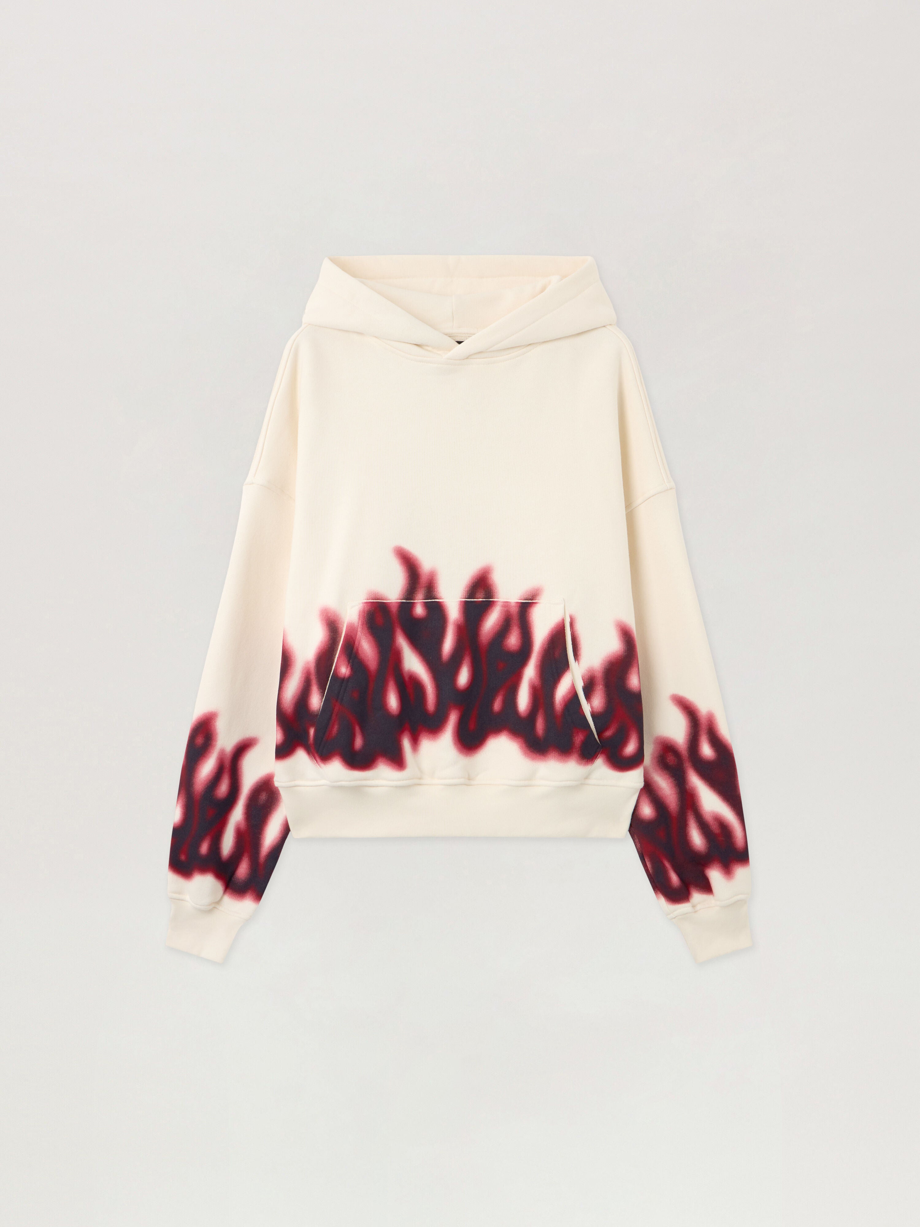 PALM ANGELS Flames Loose Hoodie OFF WHITE - MULTICOLOR PMBB17EF25FLE002
