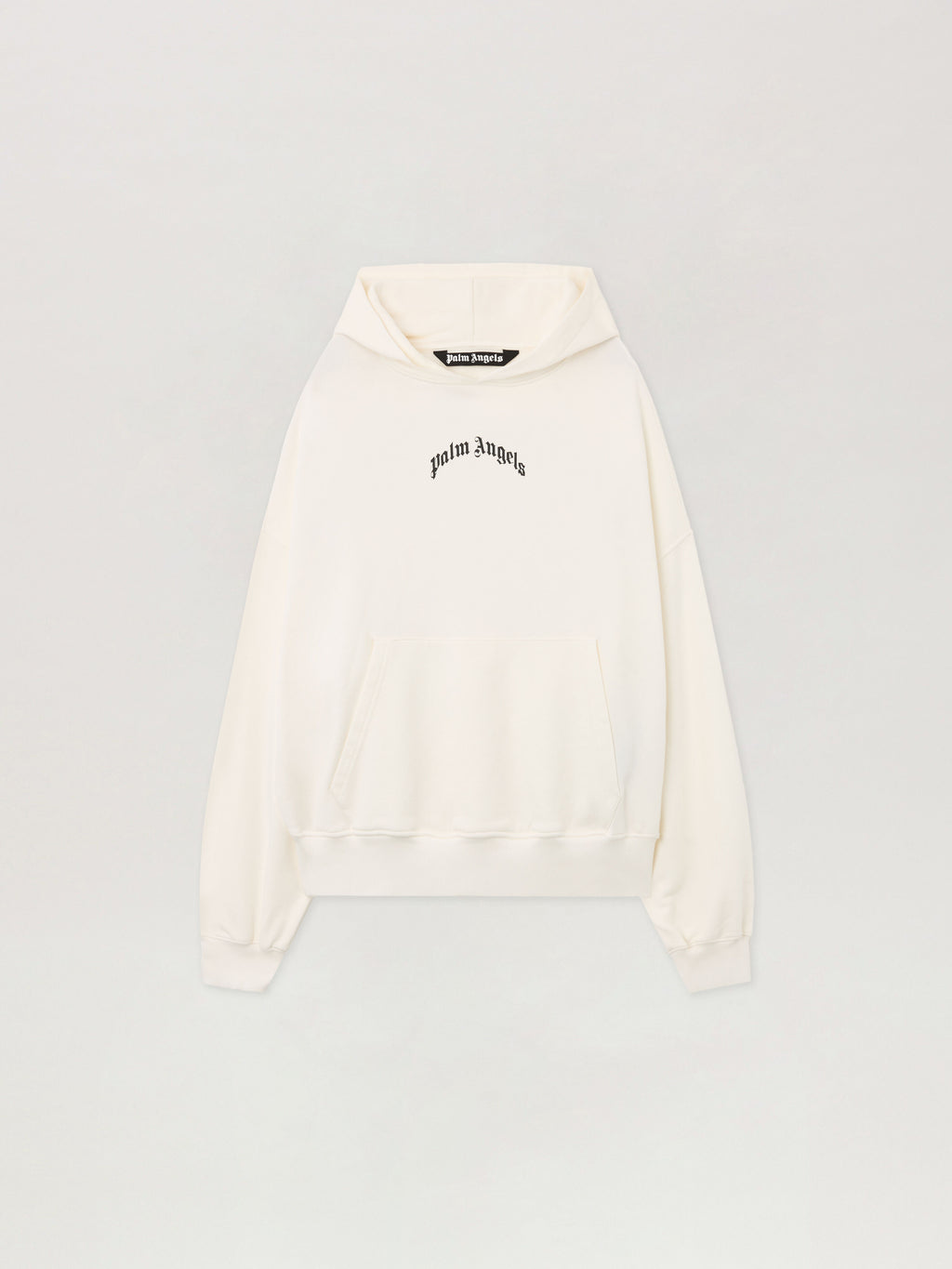 PALM ANGELS Back Curved Logo Loose Hoodie OFF WHITE - BLACK PMBB17EF25FLE004