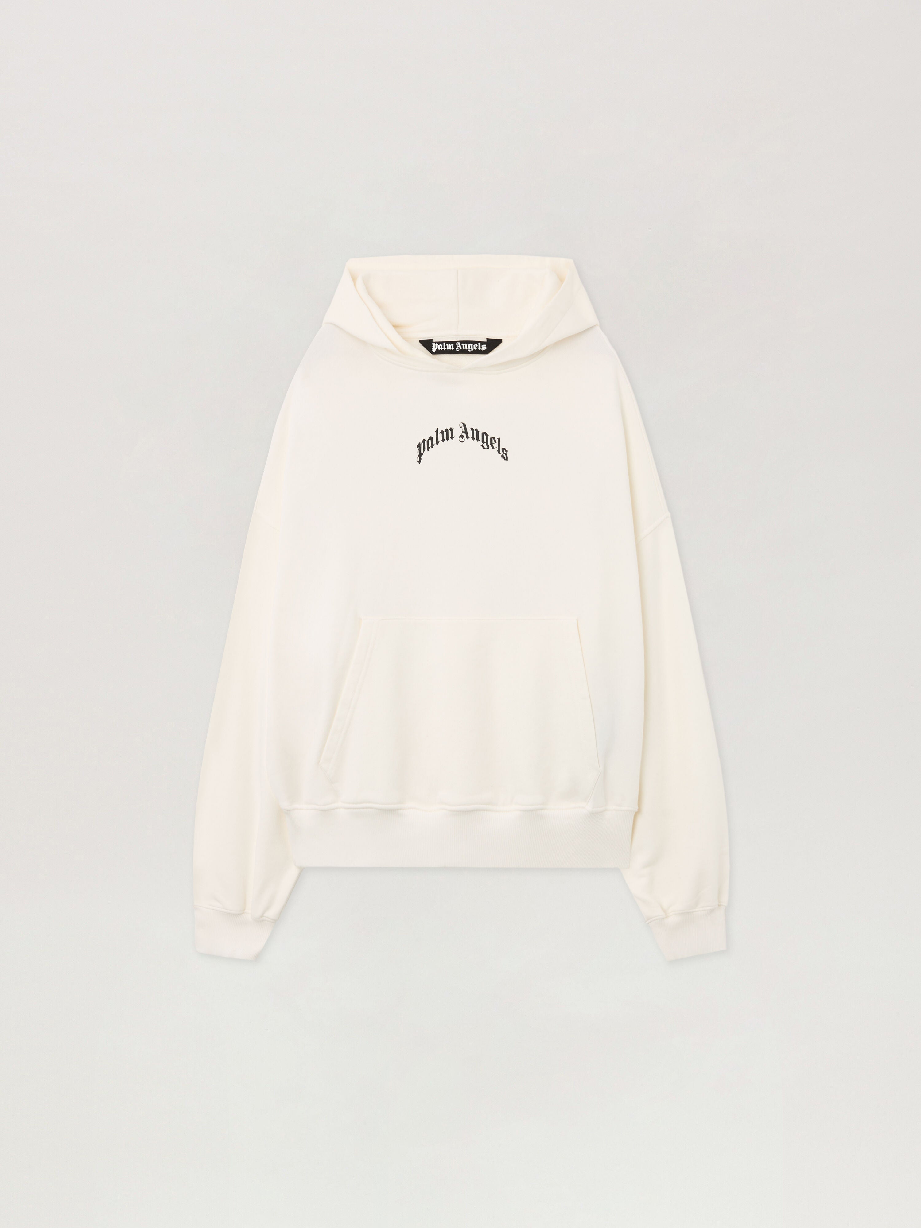 PALM ANGELS Back Curved Logo Loose Hoodie OFF WHITE - BLACK PMBB17EF25FLE004