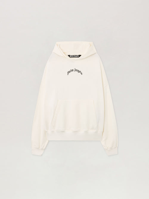 PALM ANGELS Back Curved Logo Loose Hoodie OFF WHITE - BLACK PMBB17EF25FLE004