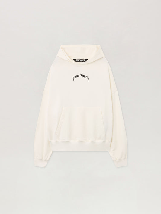PALM ANGELS Back Curved Logo Loose Hoodie OFF WHITE - BLACK PMBB17EF25FLE004