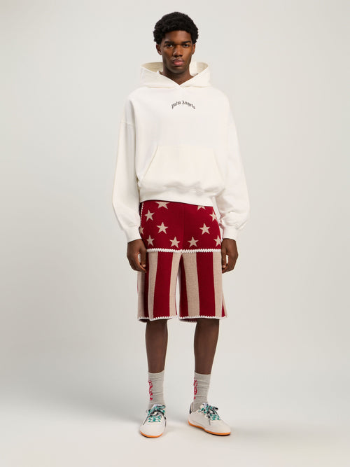 PALM ANGELS Back Curved Logo Loose Hoodie OFF WHITE - BLACK PMBB17EF25FLE004