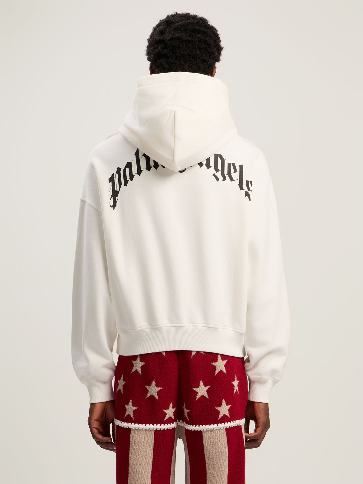 PALM ANGELS Back Curved Logo Loose Hoodie OFF WHITE - BLACK PMBB17EF25FLE004