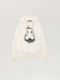 PALM ANGELS Spray Bear Loose Hoodie OFF WHITE - BLACK PMBB17EF25FLE005