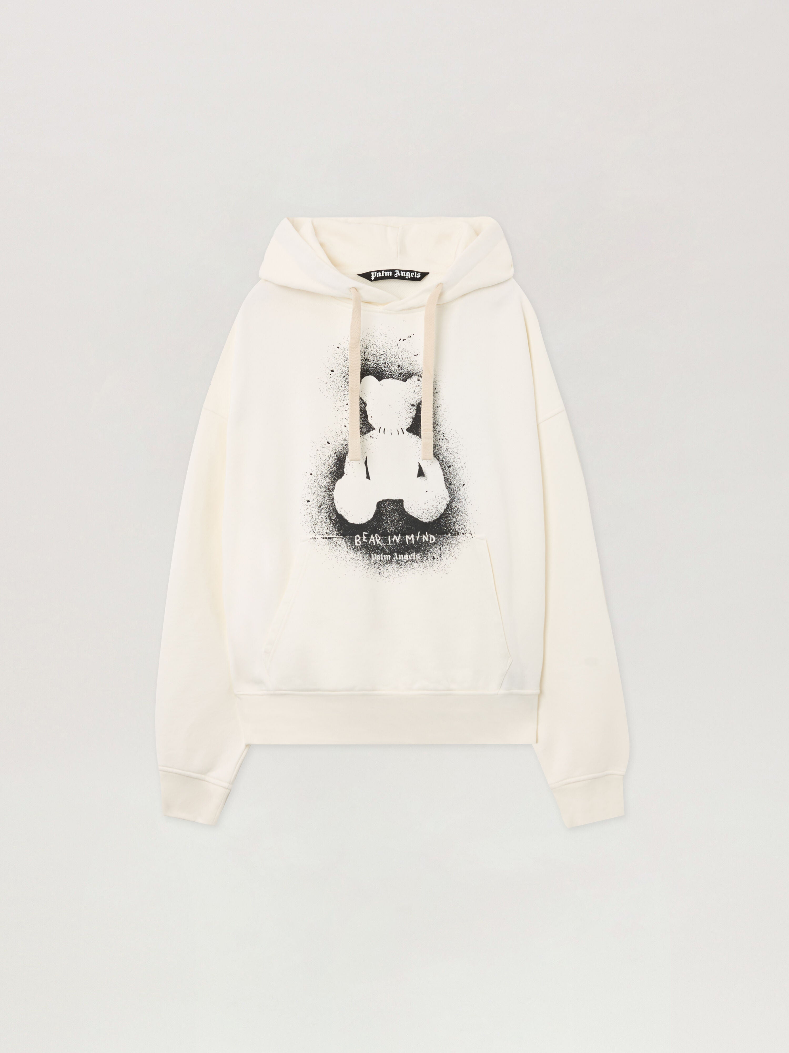 PALM ANGELS Spray Bear Loose Hoodie OFF WHITE - BLACK PMBB17EF25FLE005