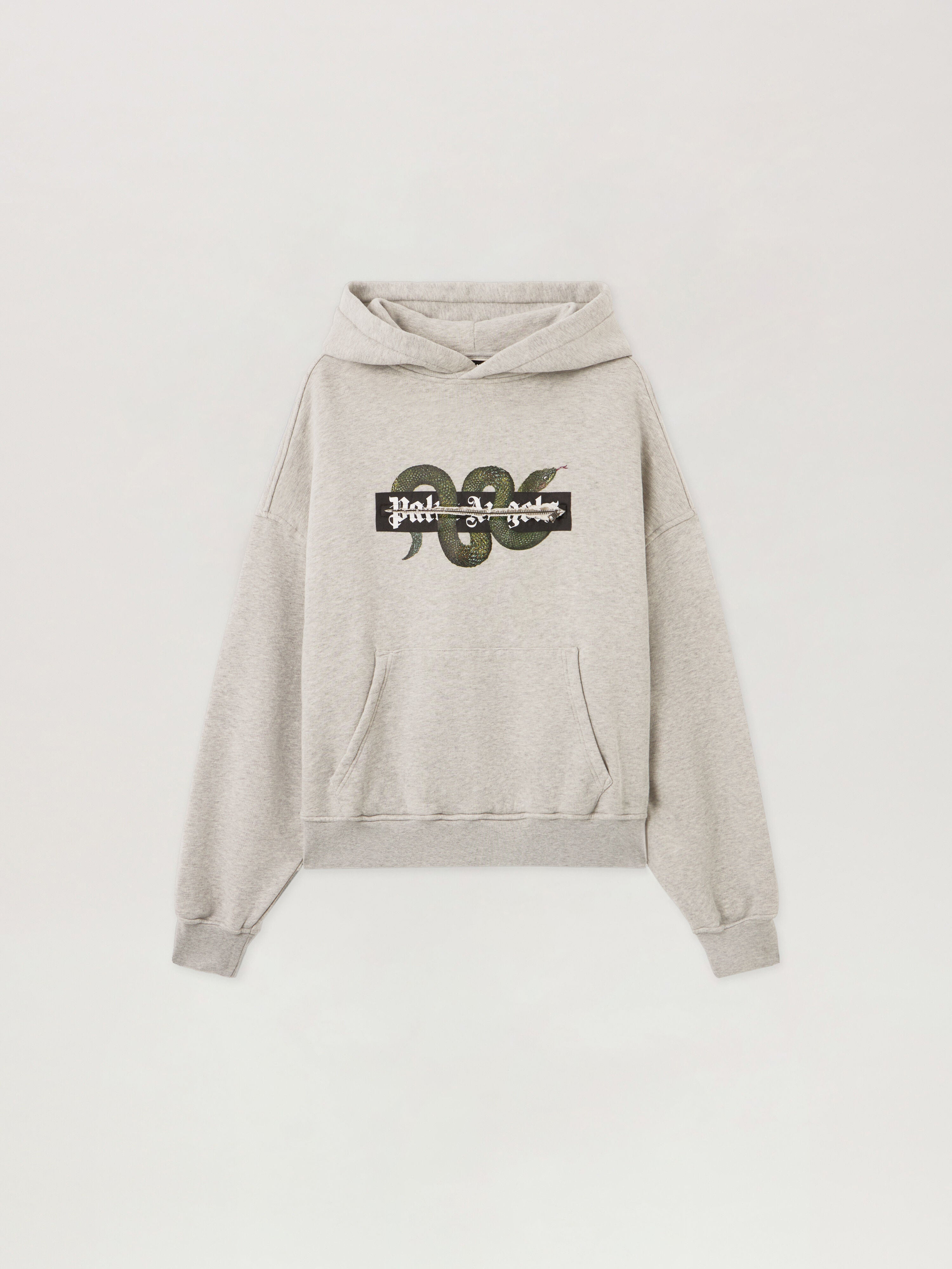 PALM ANGELS Snake Graphic Hoodie GREY MELANGE - GREEN PMBB17GF25FLE001