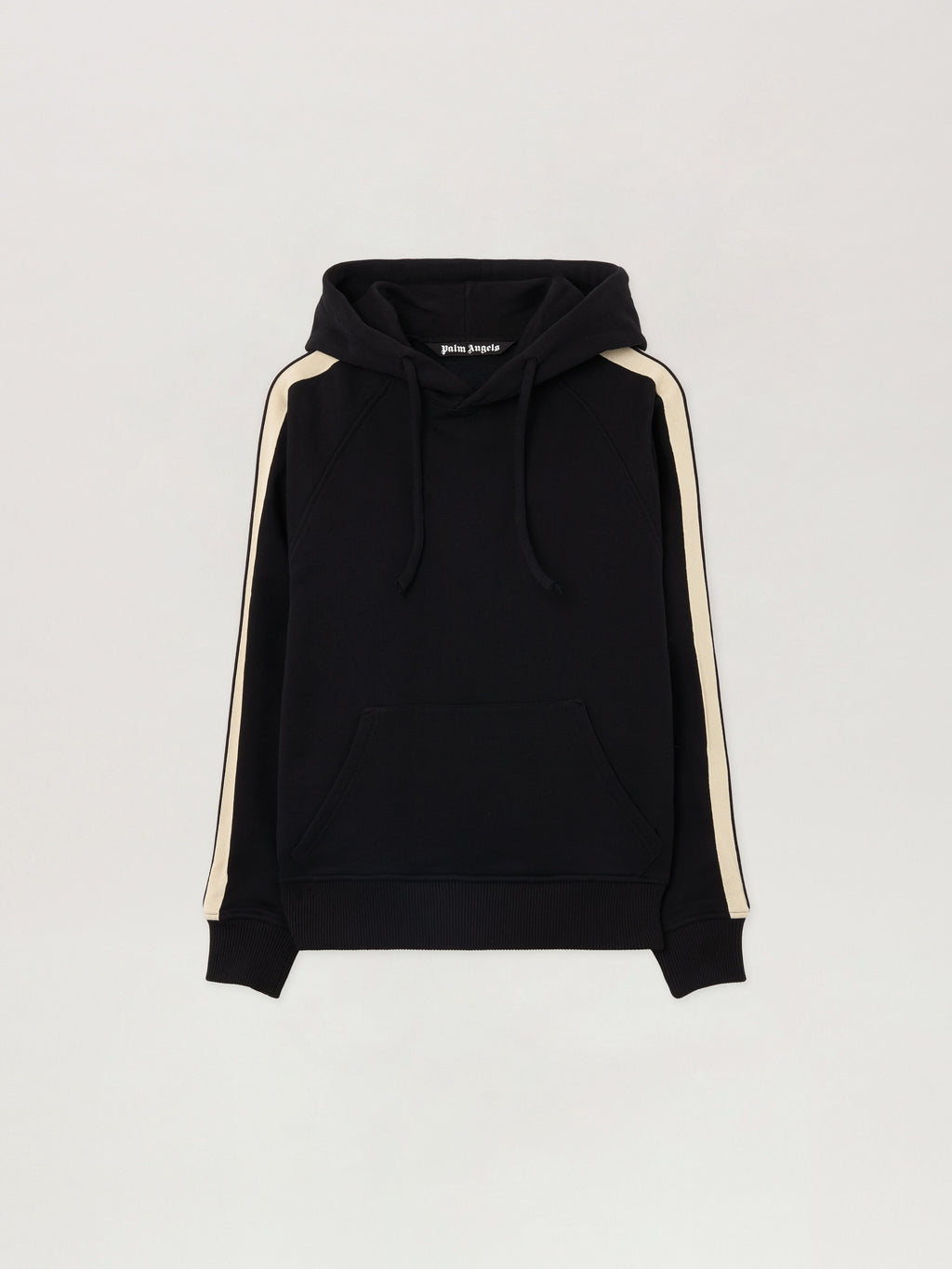 PALM ANGELS Curved Logo Track Hoodie BLACK - OFF WHITE PMBB17HF25FLE001