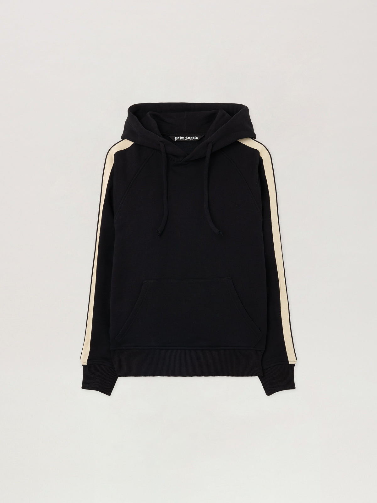 PALM ANGELS Curved Logo Track Hoodie BLACK - OFF WHITE PMBB17HF25FLE001