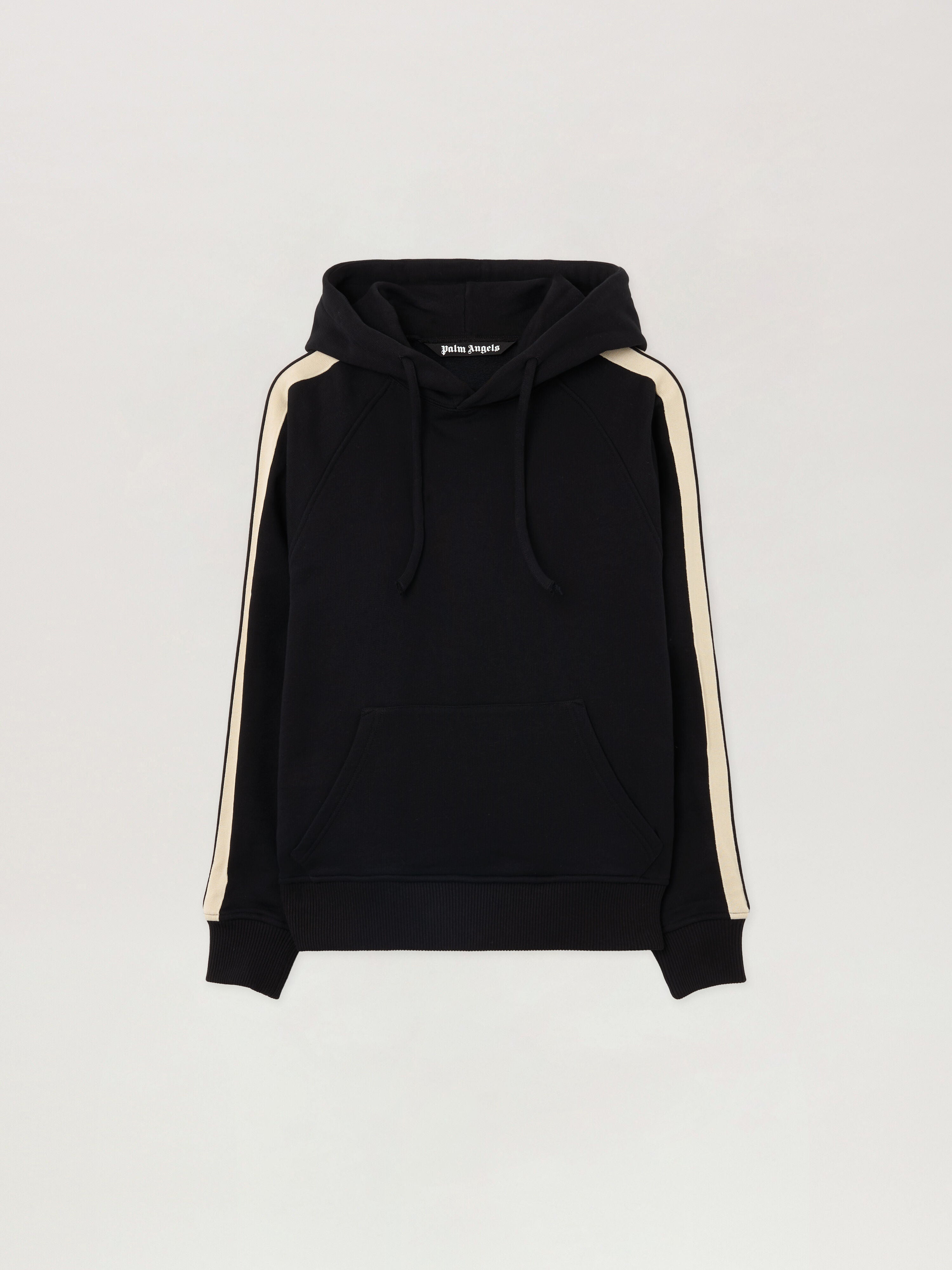 PALM ANGELS Curved Logo Track Hoodie BLACK - OFF WHITE PMBB17HF25FLE001