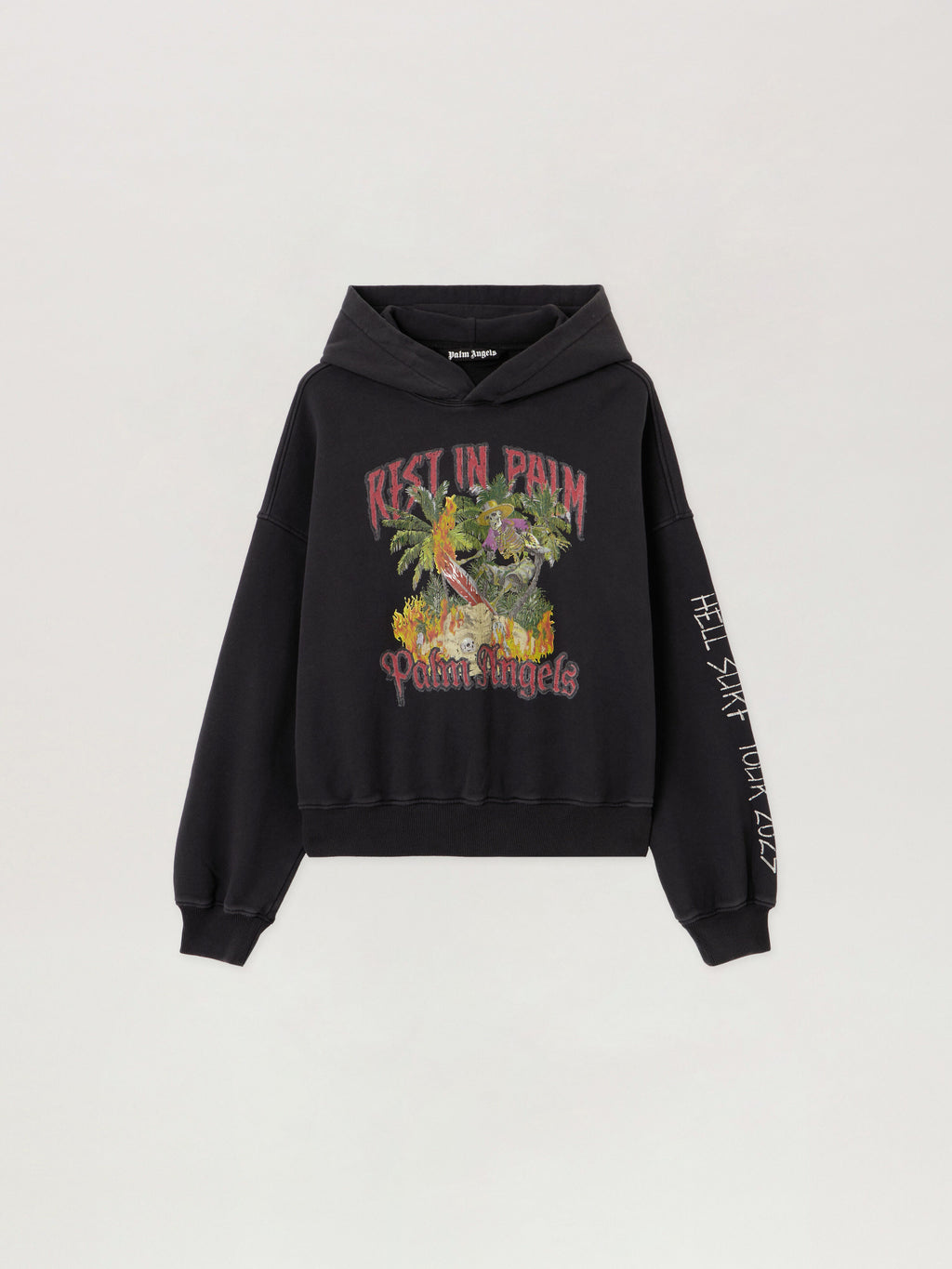 PALM ANGELS Rest In Palm Loose Hoodie BLACK - MULTICOLOR PMBB17IF25FLE001