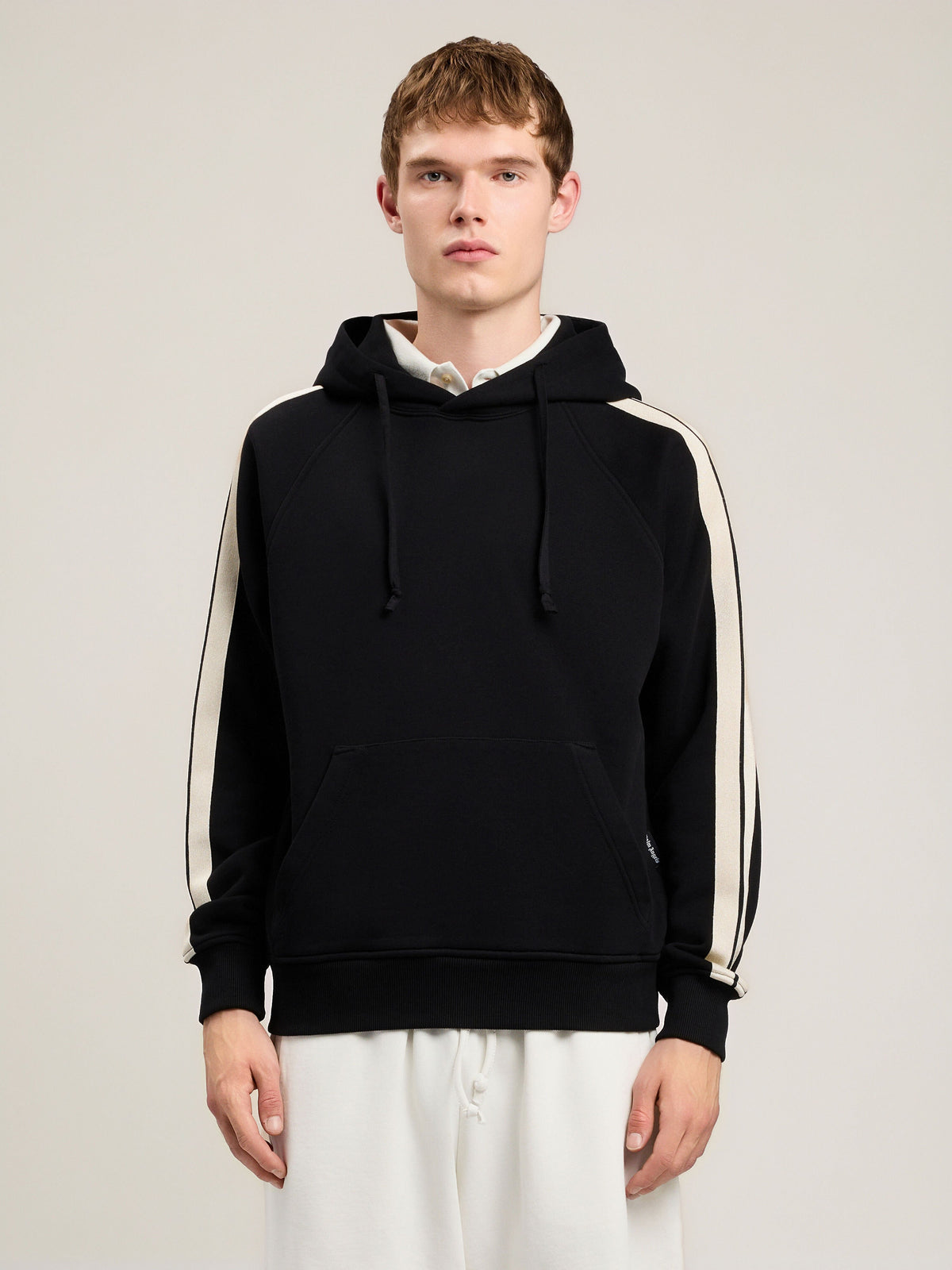 PALM ANGELS Back Curved Logo Track Hoodie BLACK OFF WHITE PMBB17QS26FLE001