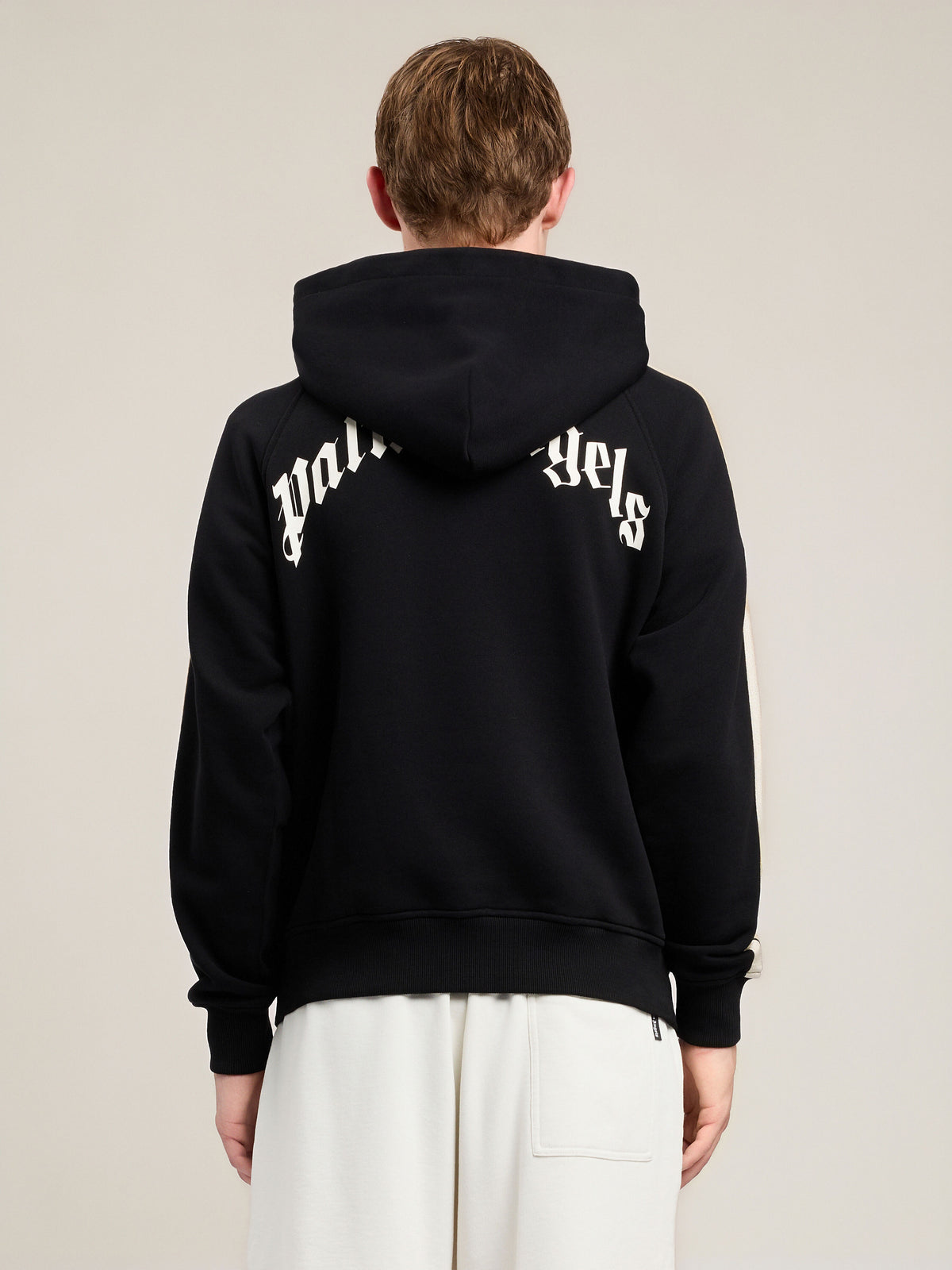 PALM ANGELS Back Curved Logo Track Hoodie BLACK OFF WHITE PMBB17QS26FLE001
