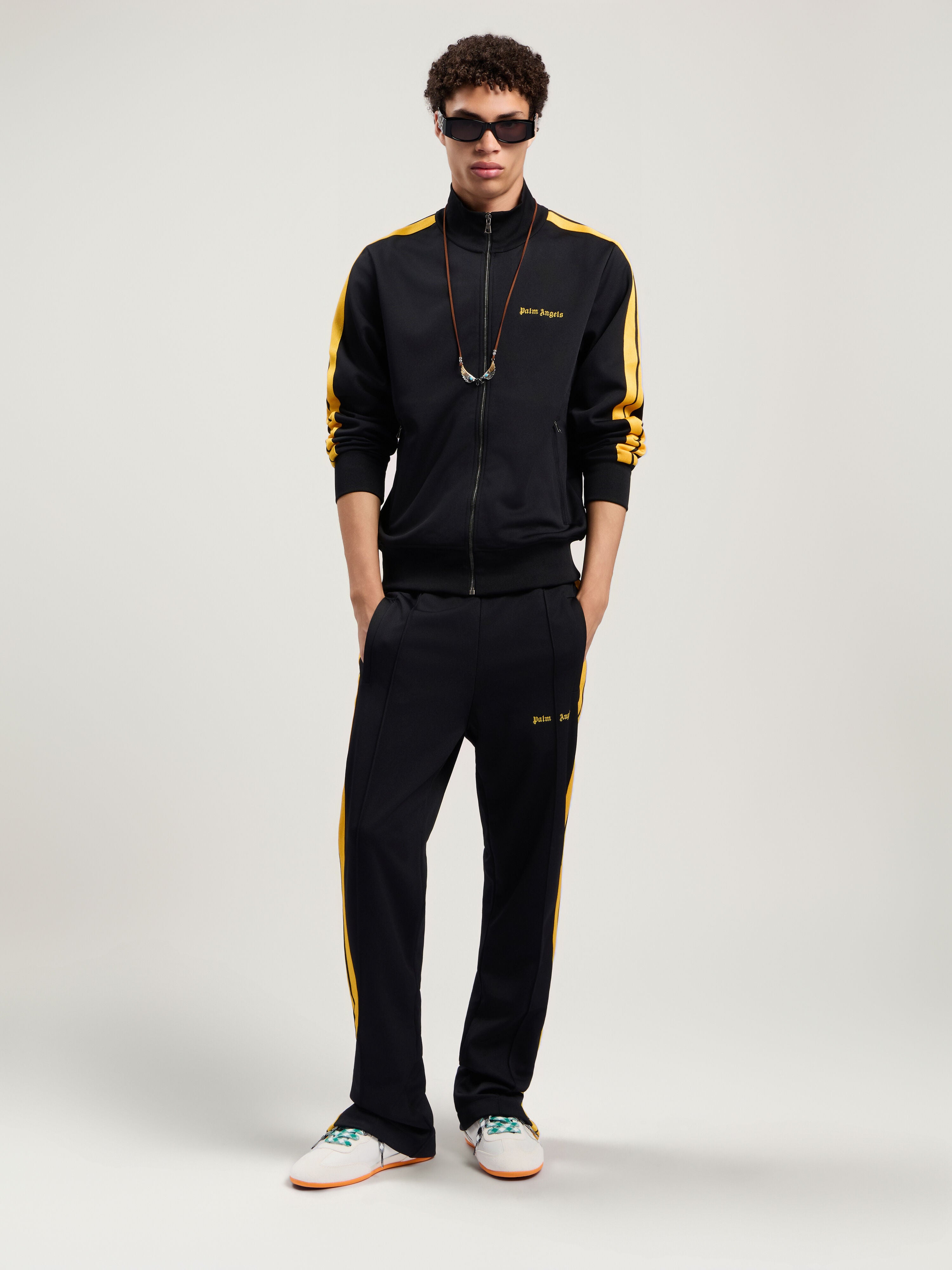 PALM ANGELS Classic Logo Track Jacket BLACK - YELLOW PMBD058F25FAB001
