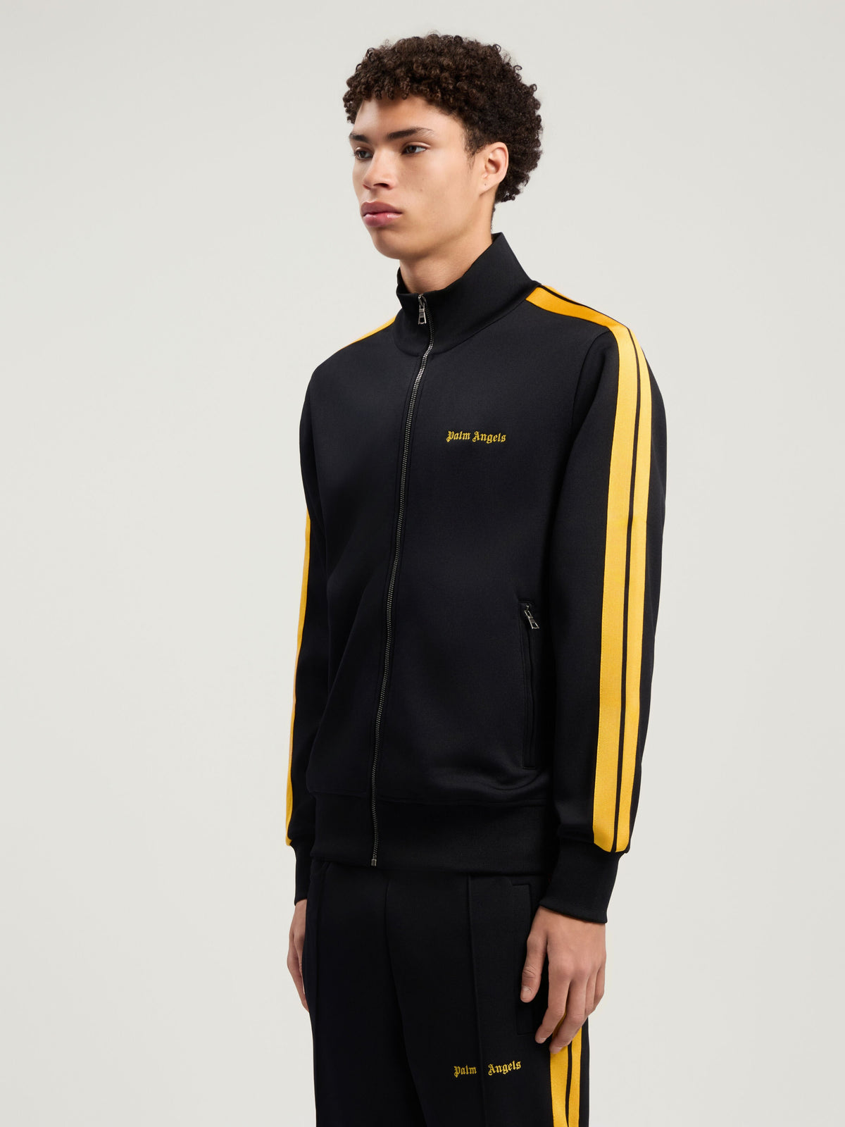PALM ANGELS Classic Logo Track Jacket BLACK - YELLOW PMBD058F25FAB001