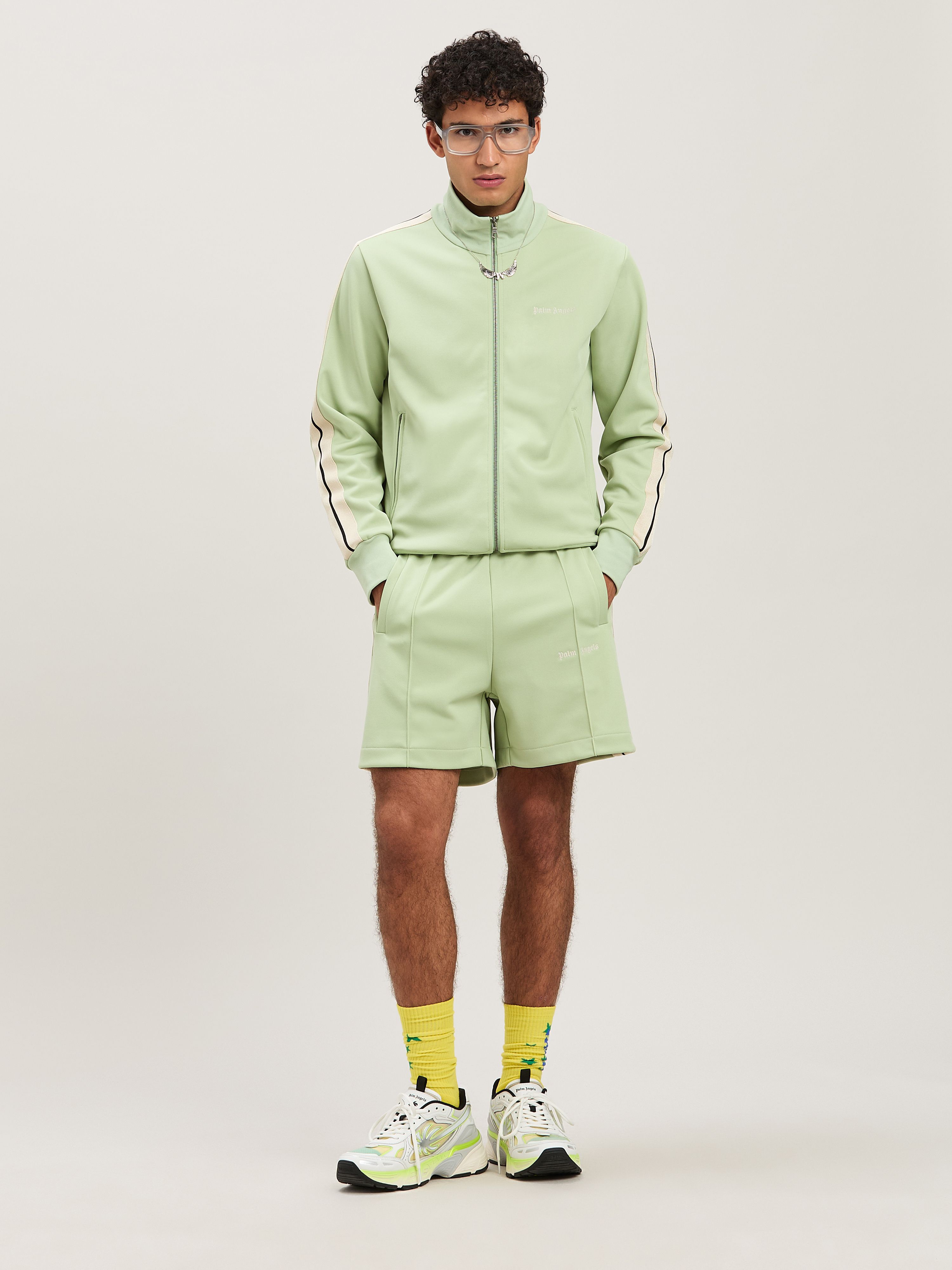 PALM ANGELS  CLASSIC LOGO TRACK JACKET SAGE - OFF WHI SAGE - OFF WHITE PMBD058S25FAB001