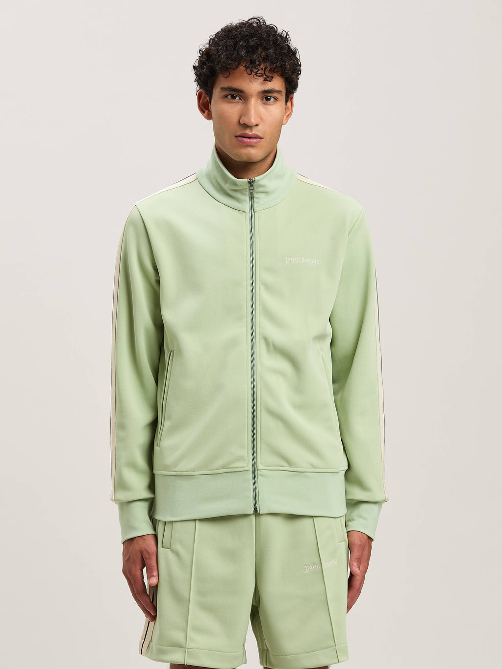 PALM ANGELS  CLASSIC LOGO TRACK JACKET SAGE - OFF WHI SAGE - OFF WHITE PMBD058S25FAB001