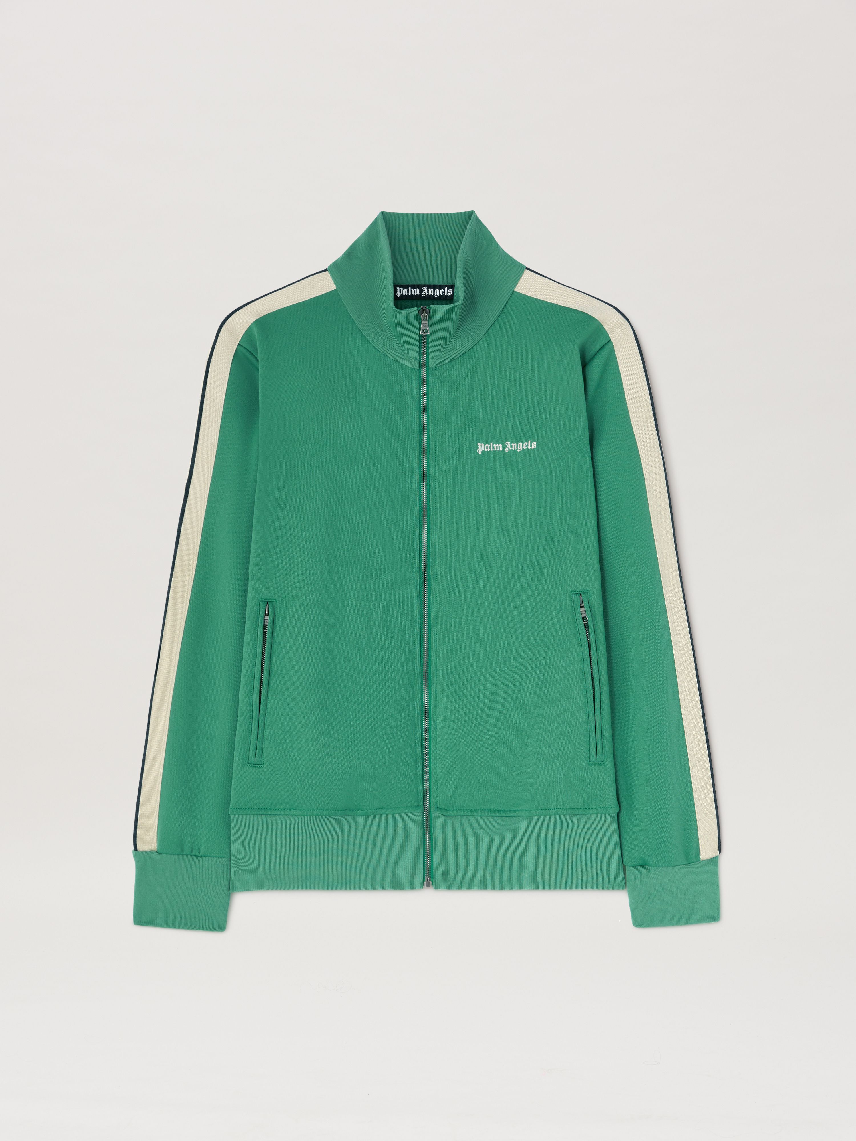 PALM ANGELS  CLASSIC LOGO TRACK JACKET FOREST GREEN - FOREST GREEN - OFF WHITE PMBD058S25FAB001
