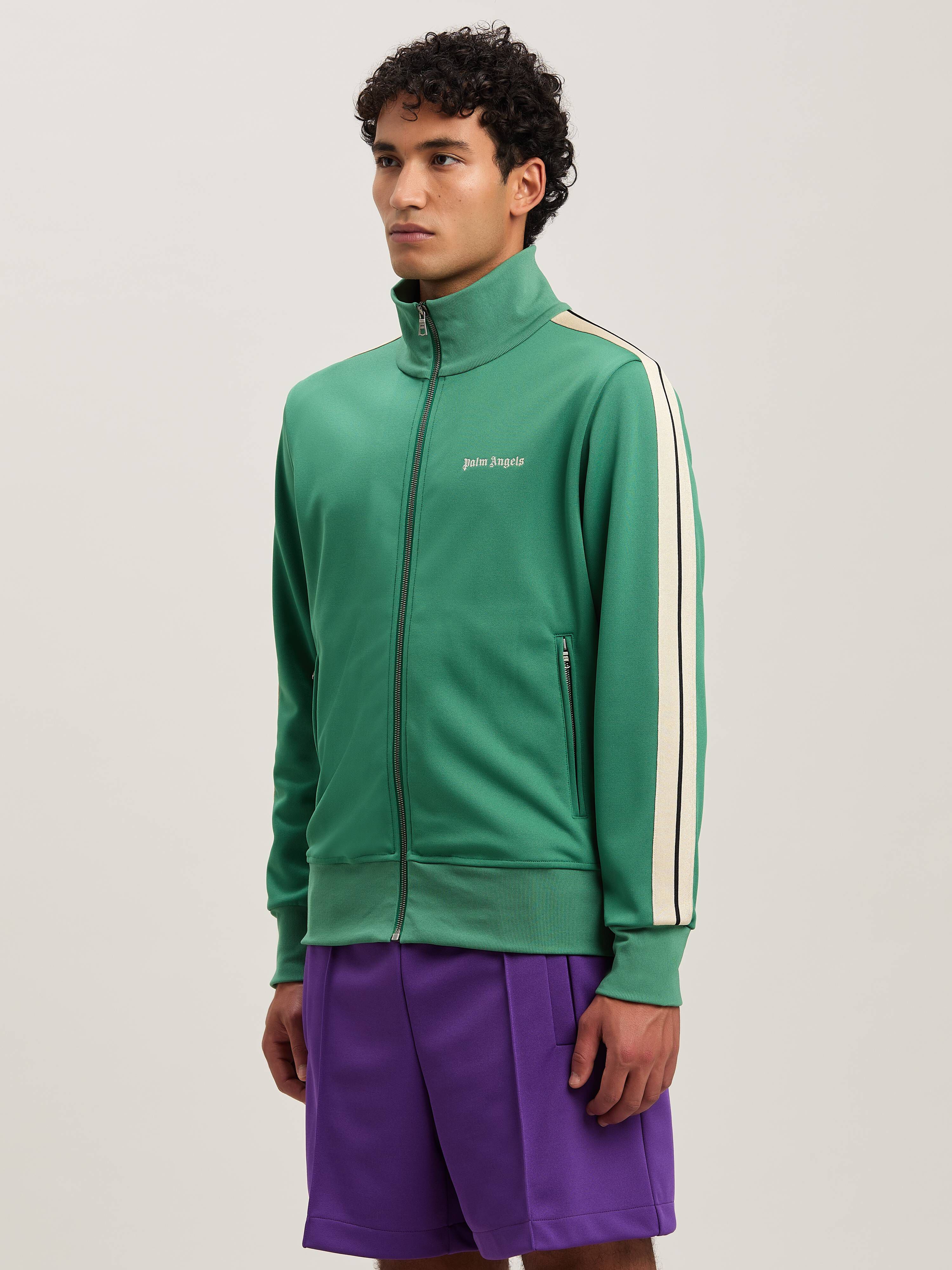 PALM ANGELS  CLASSIC LOGO TRACK JACKET FOREST GREEN - FOREST GREEN - OFF WHITE PMBD058S25FAB001