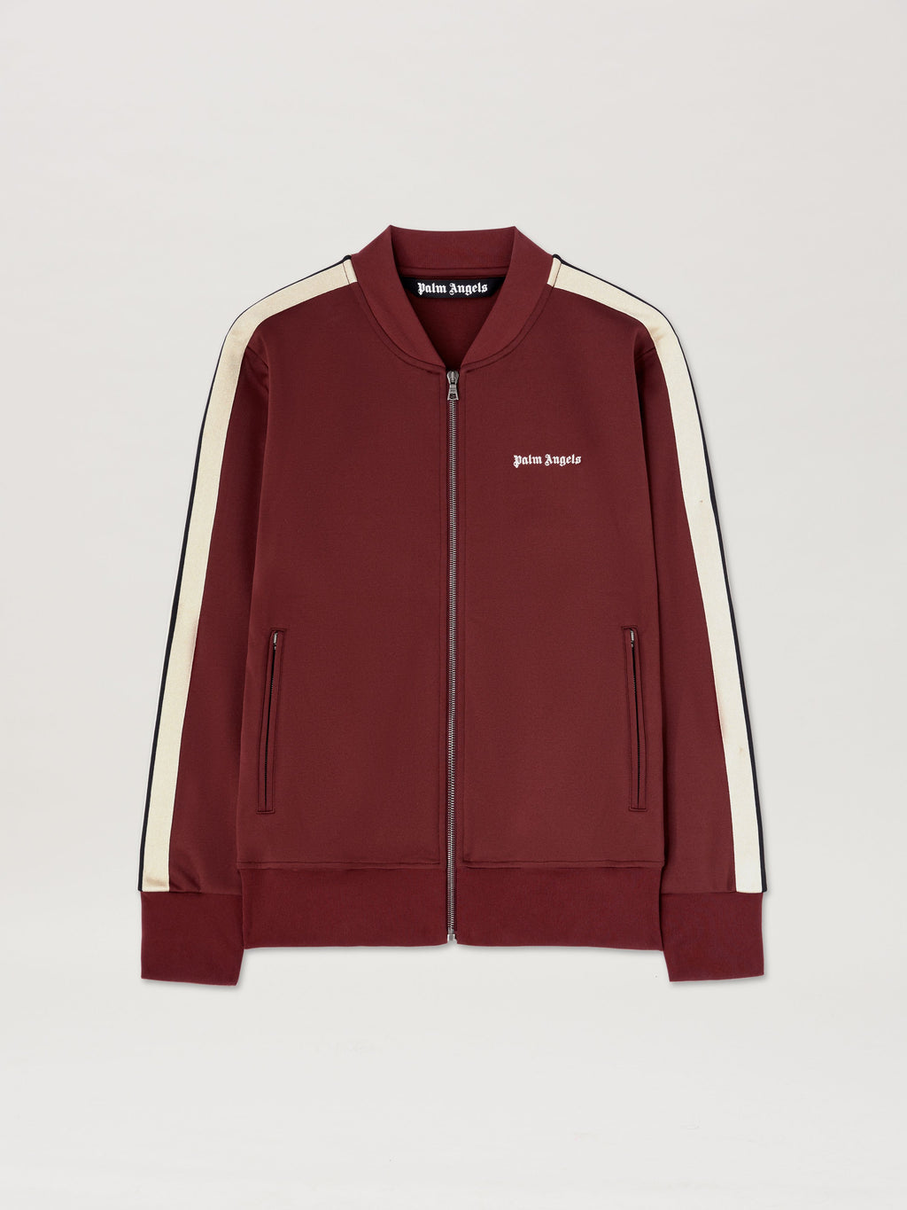 PALM ANGELS  CLASSIC LOGO BOMBER TRACK JKT BURGUNDY - BURGUNDY - OFF WHITE PMBD061S25FAB001