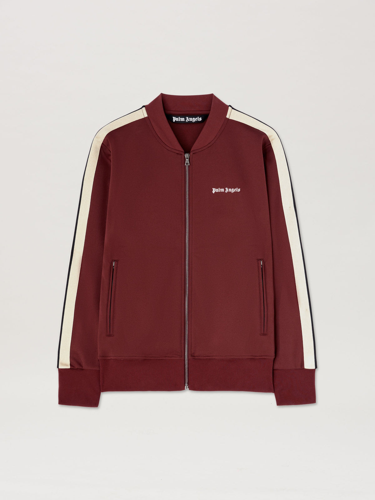 PALM ANGELS  CLASSIC LOGO BOMBER TRACK JKT BURGUNDY - BURGUNDY - OFF WHITE PMBD061S25FAB001