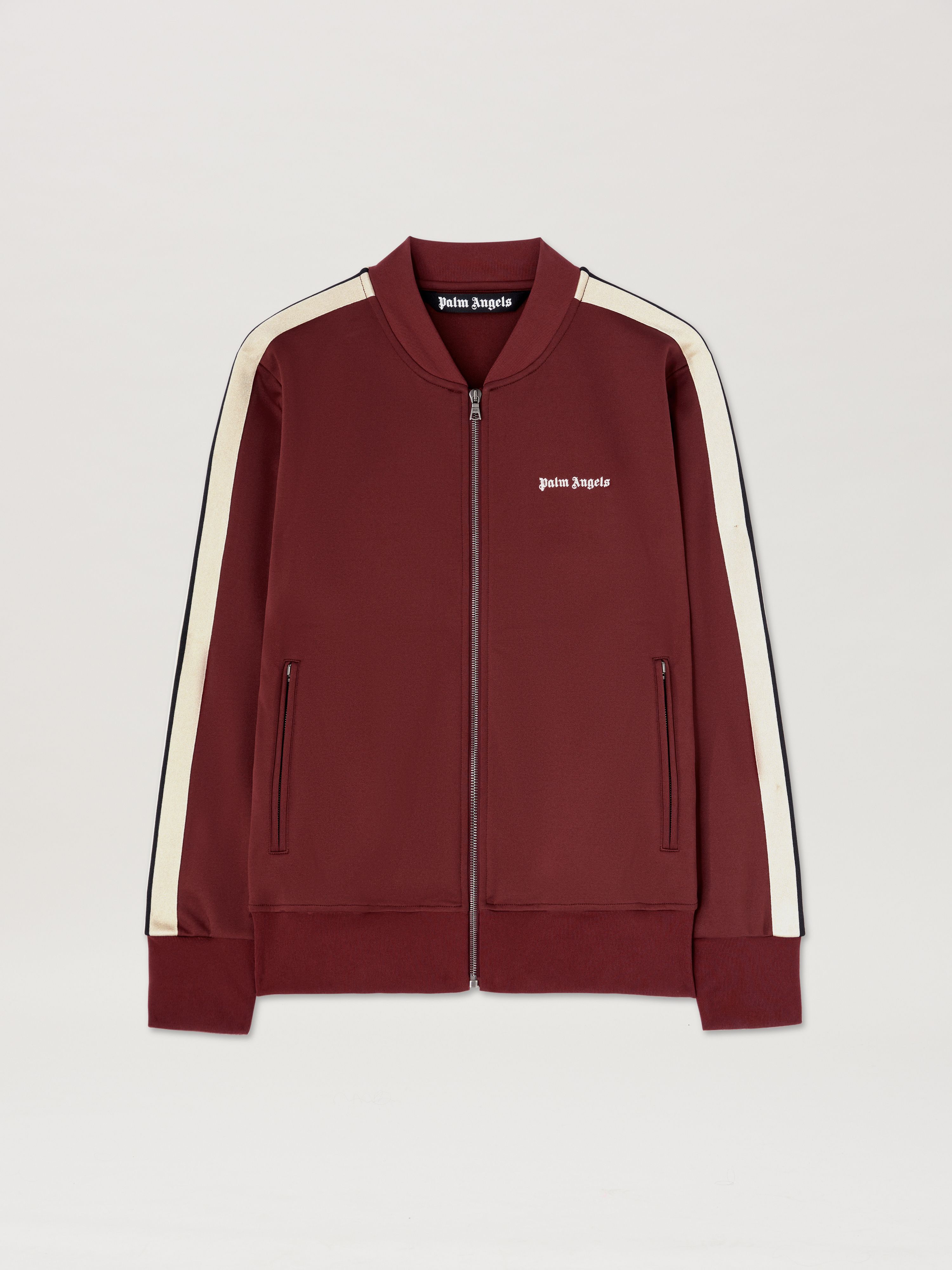 PALM ANGELS  CLASSIC LOGO BOMBER TRACK JKT BURGUNDY - BURGUNDY - OFF WHITE PMBD061S25FAB001