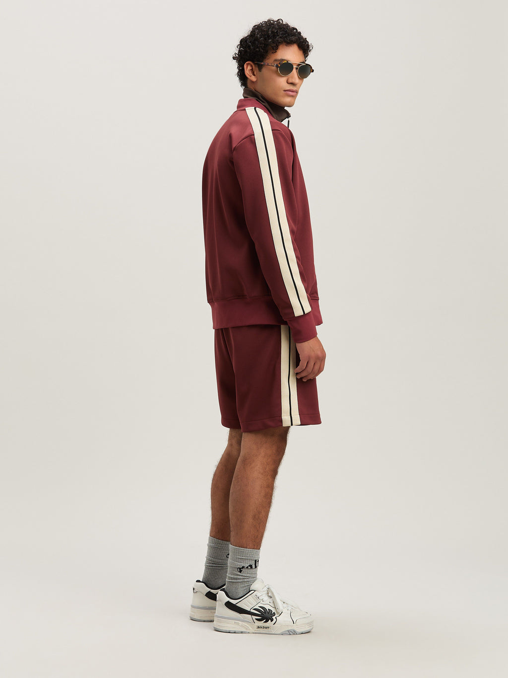 PALM ANGELS  CLASSIC LOGO BOMBER TRACK JKT BURGUNDY - BURGUNDY - OFF WHITE PMBD061S25FAB001
